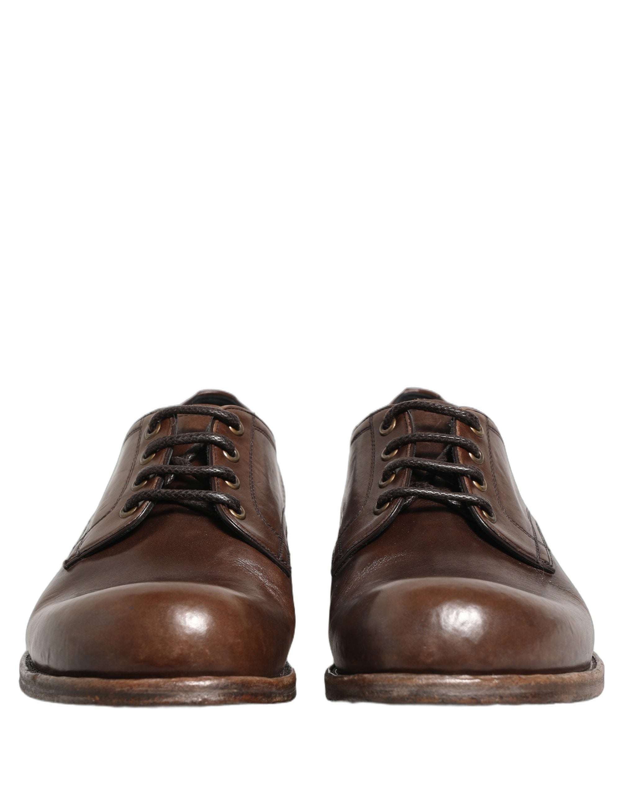 Dolce & Gabbana Brown Leather Derby Dress Men Formal Men's Shoes (Pre-Owned)