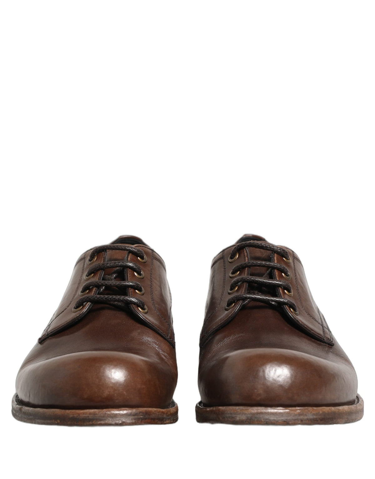 Dolce & Gabbana Brown Leather Derby Dress Men Formal Men's Shoes (Pre-Owned)
