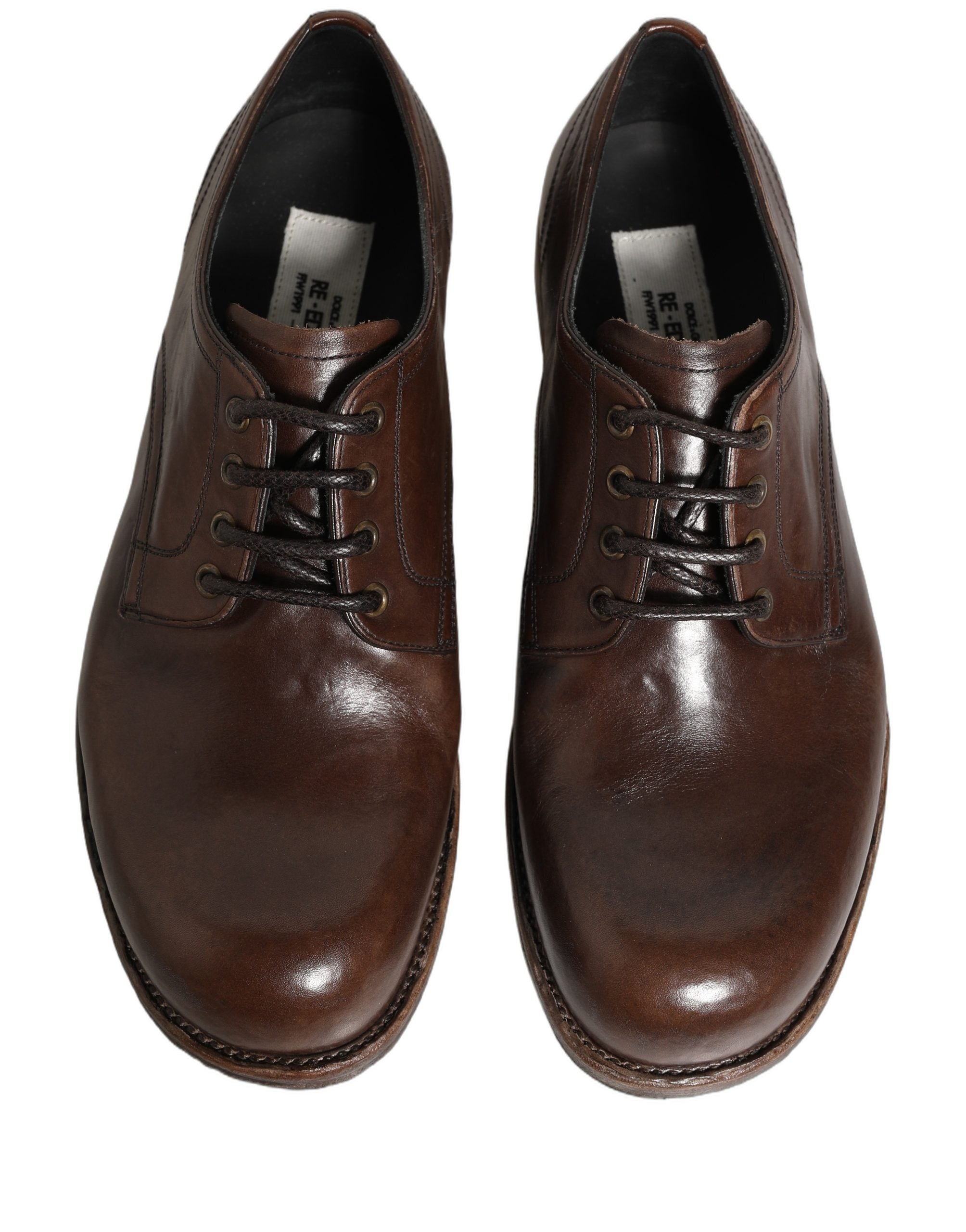 Dolce & Gabbana Brown Leather Derby Dress Men Formal Men's Shoes (Pre-Owned)