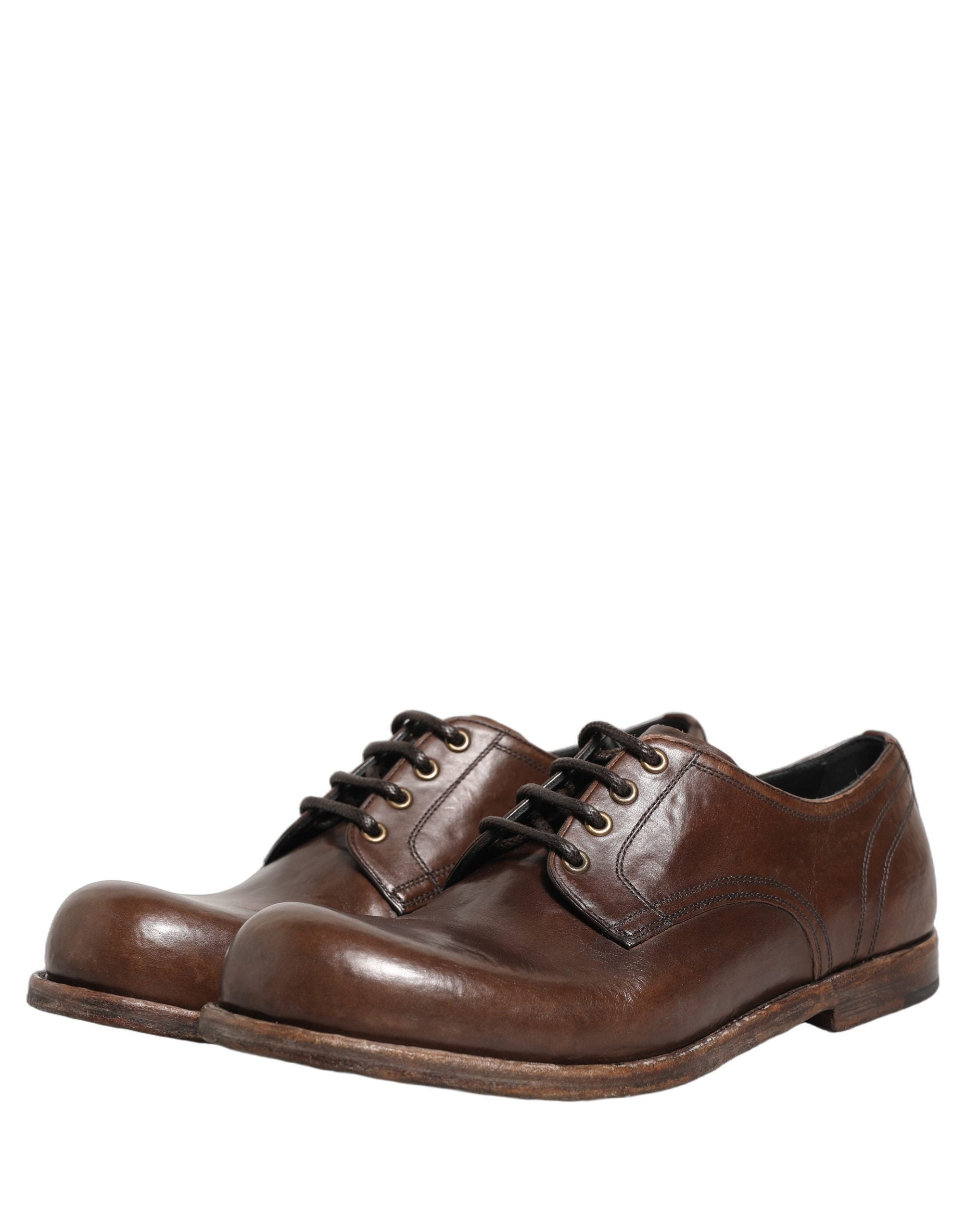 Dolce & Gabbana Brown Leather Derby Dress Men Formal Men's Shoes (Pre-Owned)