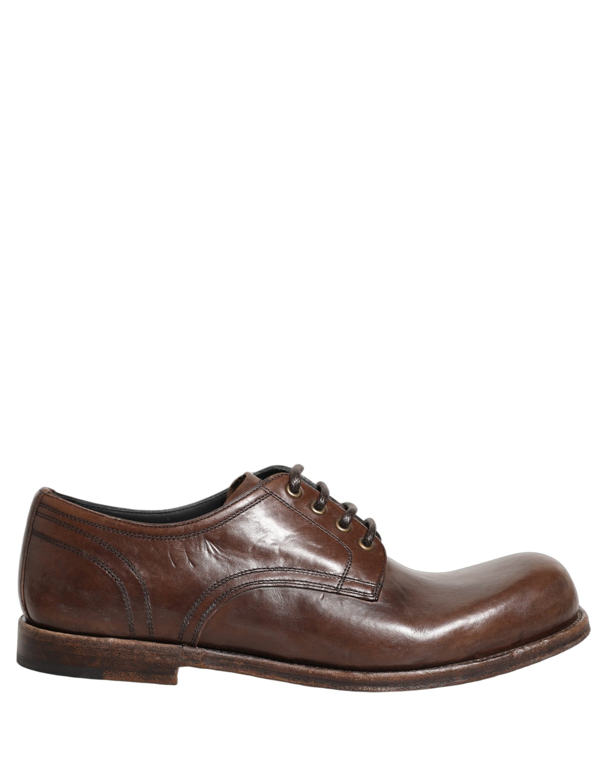 Dolce & Gabbana Brown Leather Derby Dress Men Formal Men's Shoes (Pre-Owned)