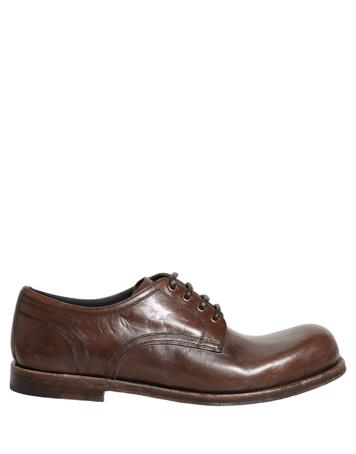 Dolce & Gabbana Brown Leather Derby Dress Men Formal Men's Shoes (Pre-Owned)