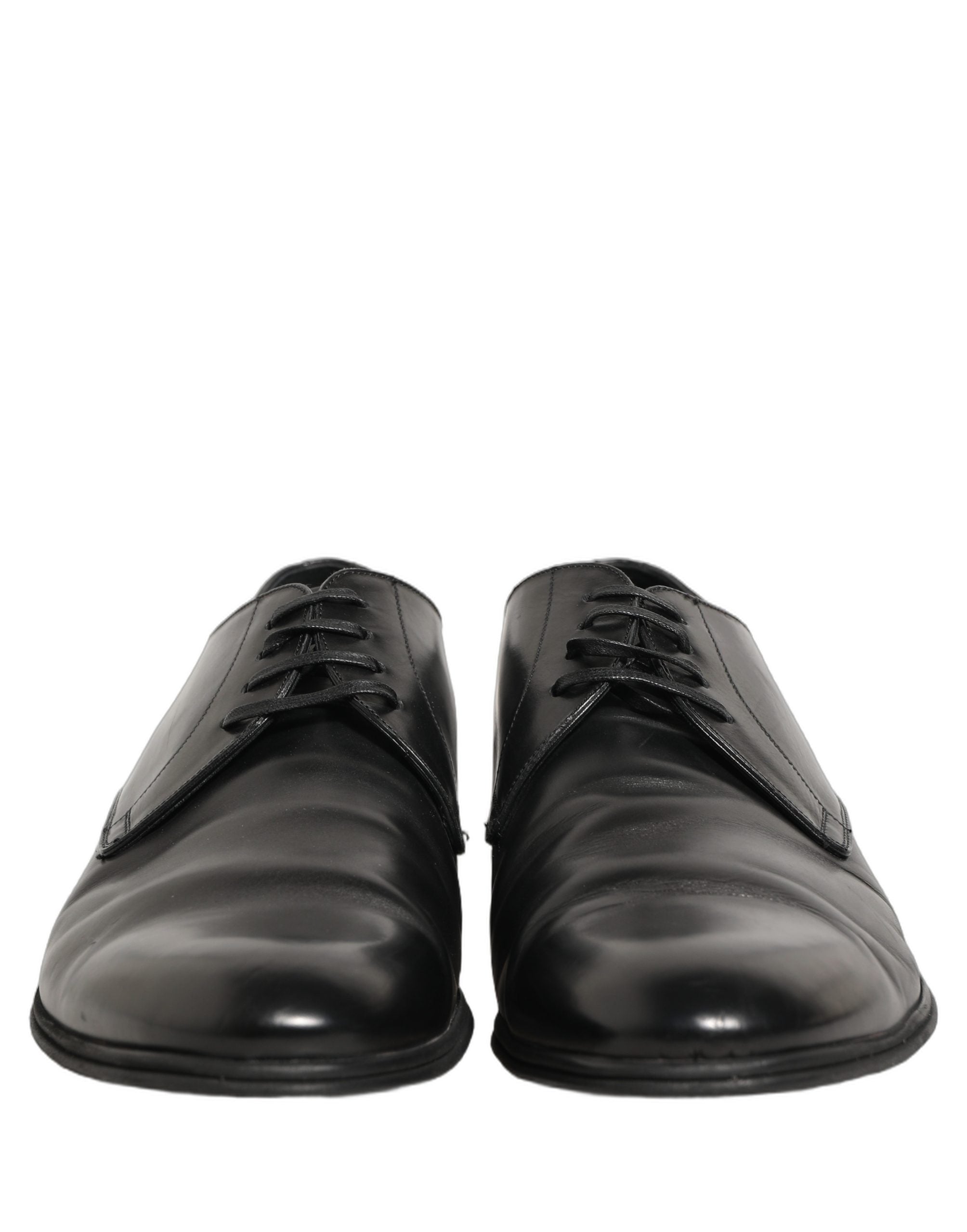 Dolce & Gabbana Black Leather Men Derby Dress Formal Men's Shoes (Pre-Owned)