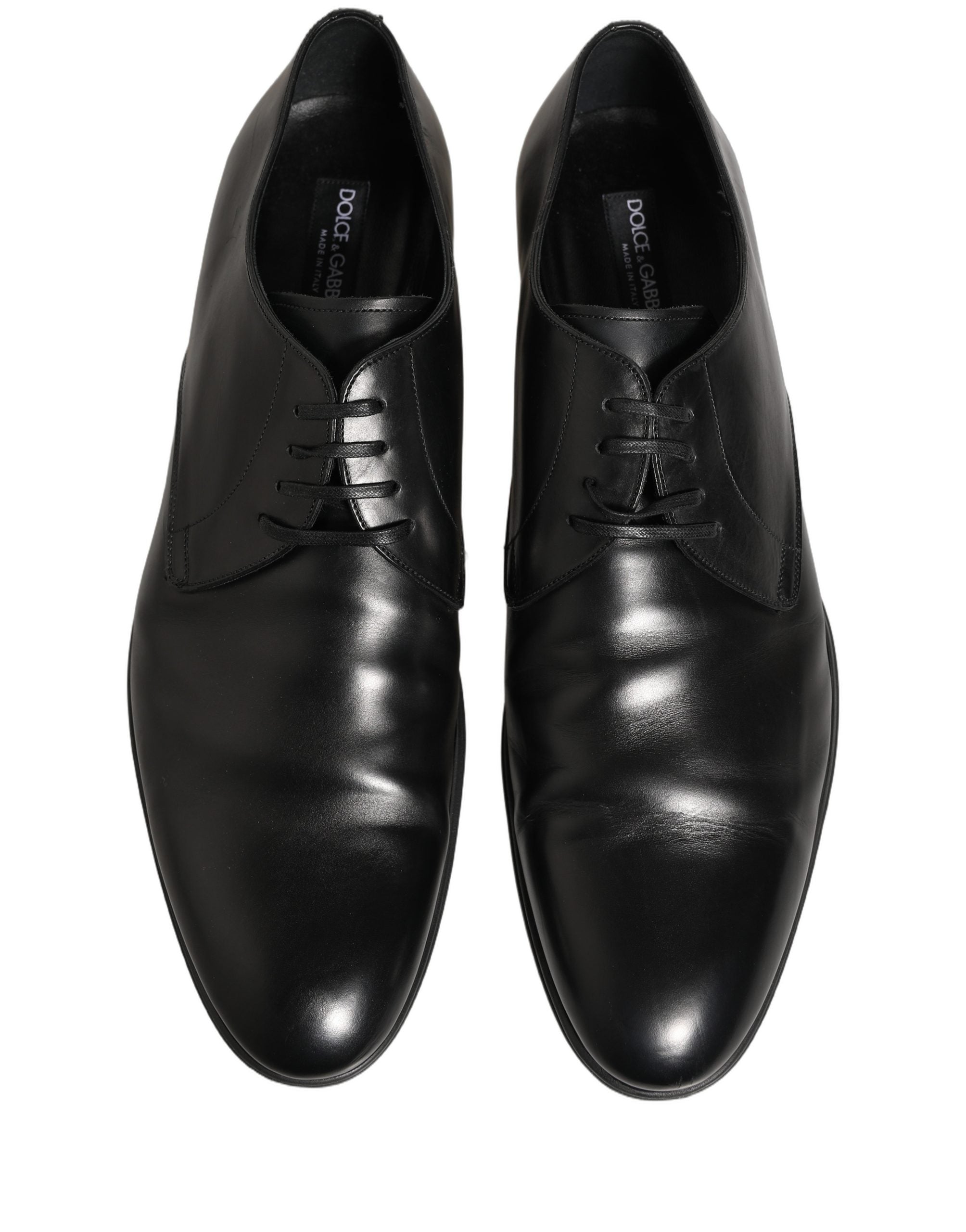 Dolce & Gabbana Black Leather Men Derby Dress Formal Men's Shoes (Pre-Owned)
