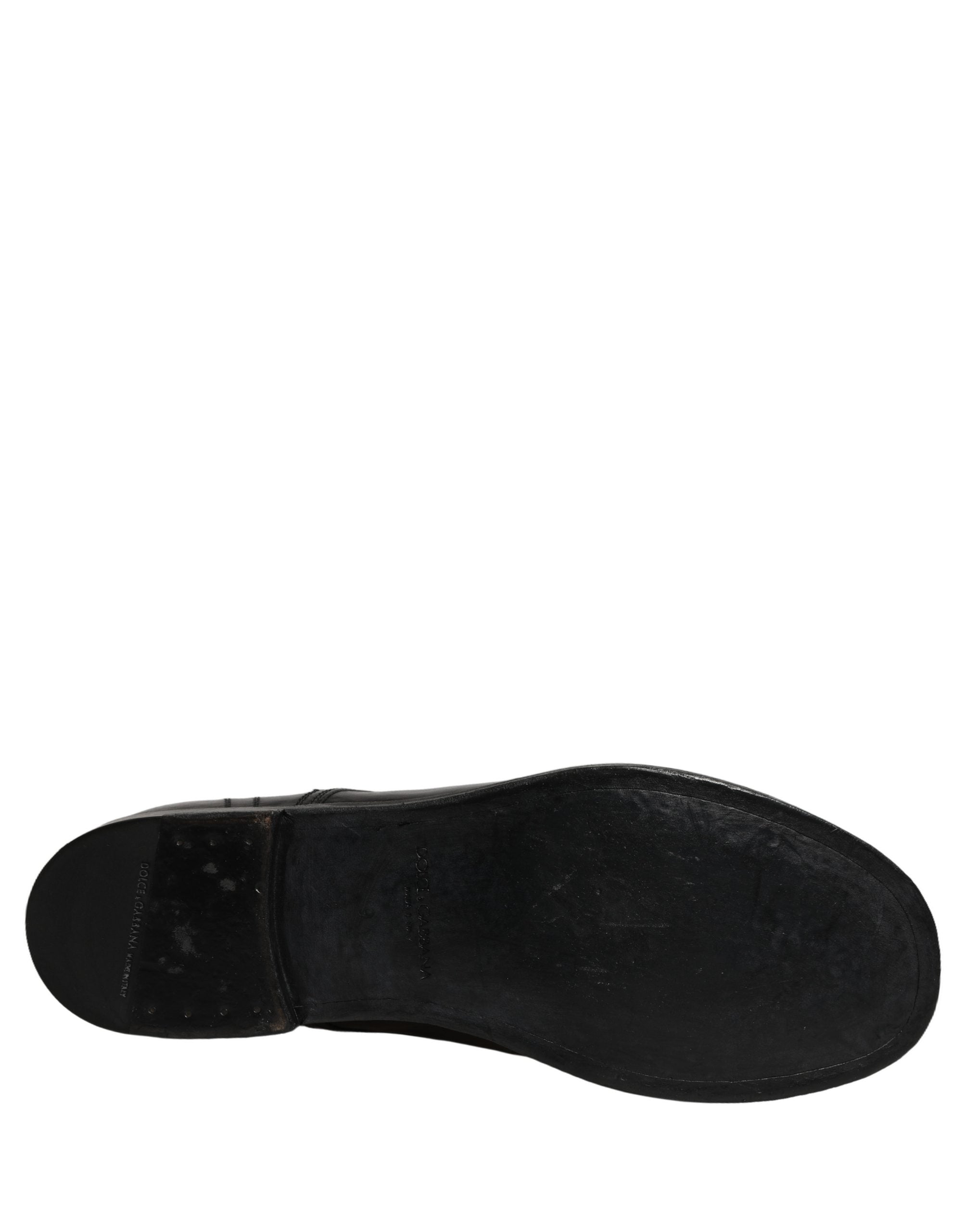 Dolce & Gabbana Black Leather Men Derby Dress Formal Men's Shoes (Pre-Owned)