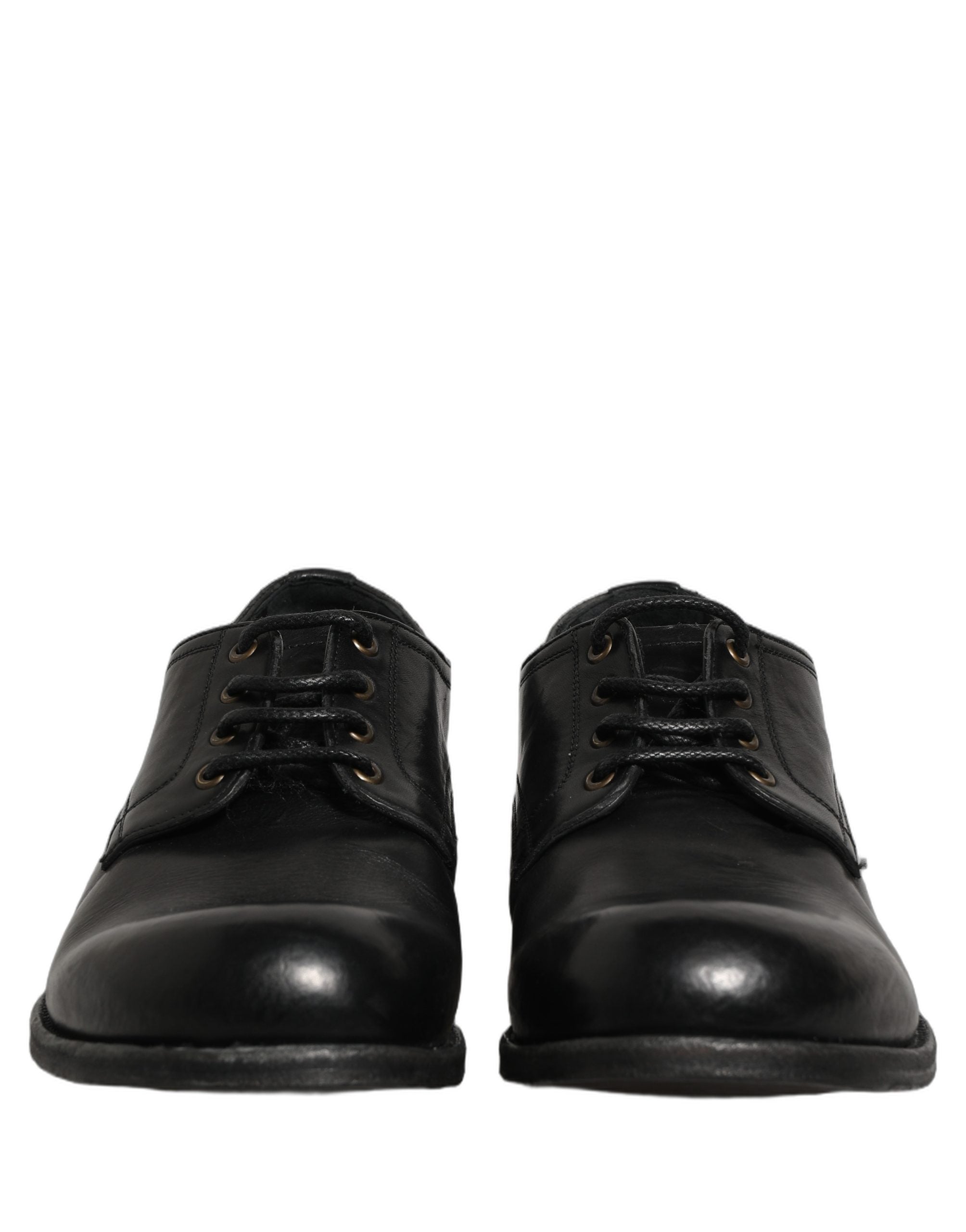 Dolce & Gabbana Black Leather Men Derby Dress Formal Men's Shoes (Pre-Owned)