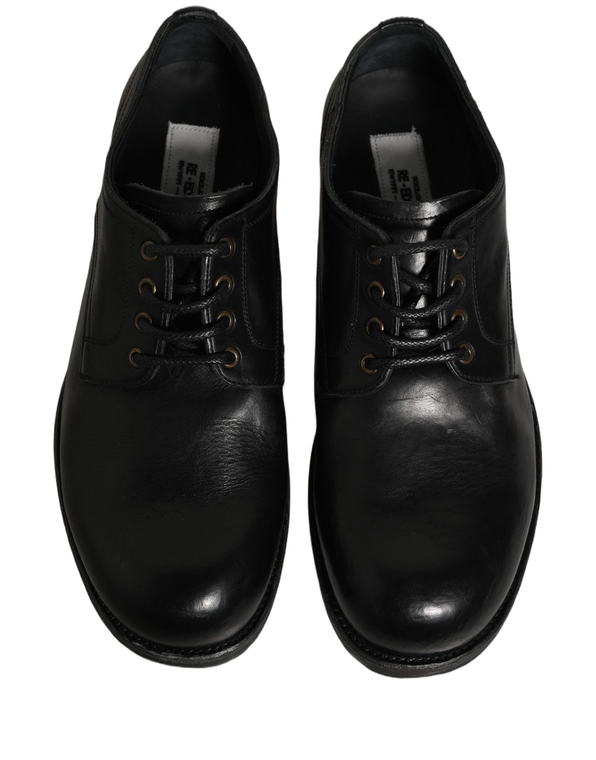 Dolce & Gabbana Black Leather Men Derby Dress Formal Men's Shoes (Pre-Owned)