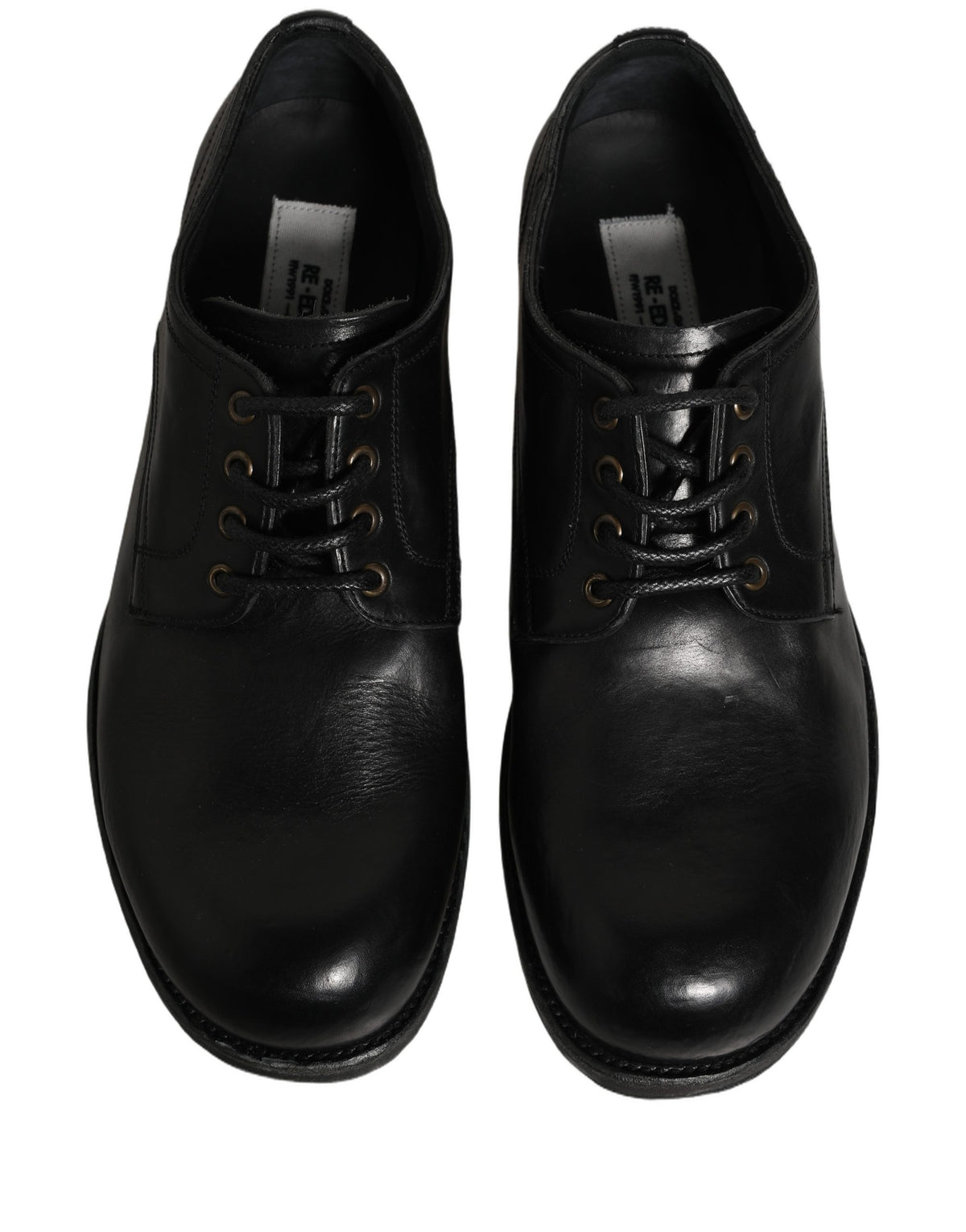 Dolce & Gabbana Black Leather Men Derby Dress Formal Men's Shoes (Pre-Owned)