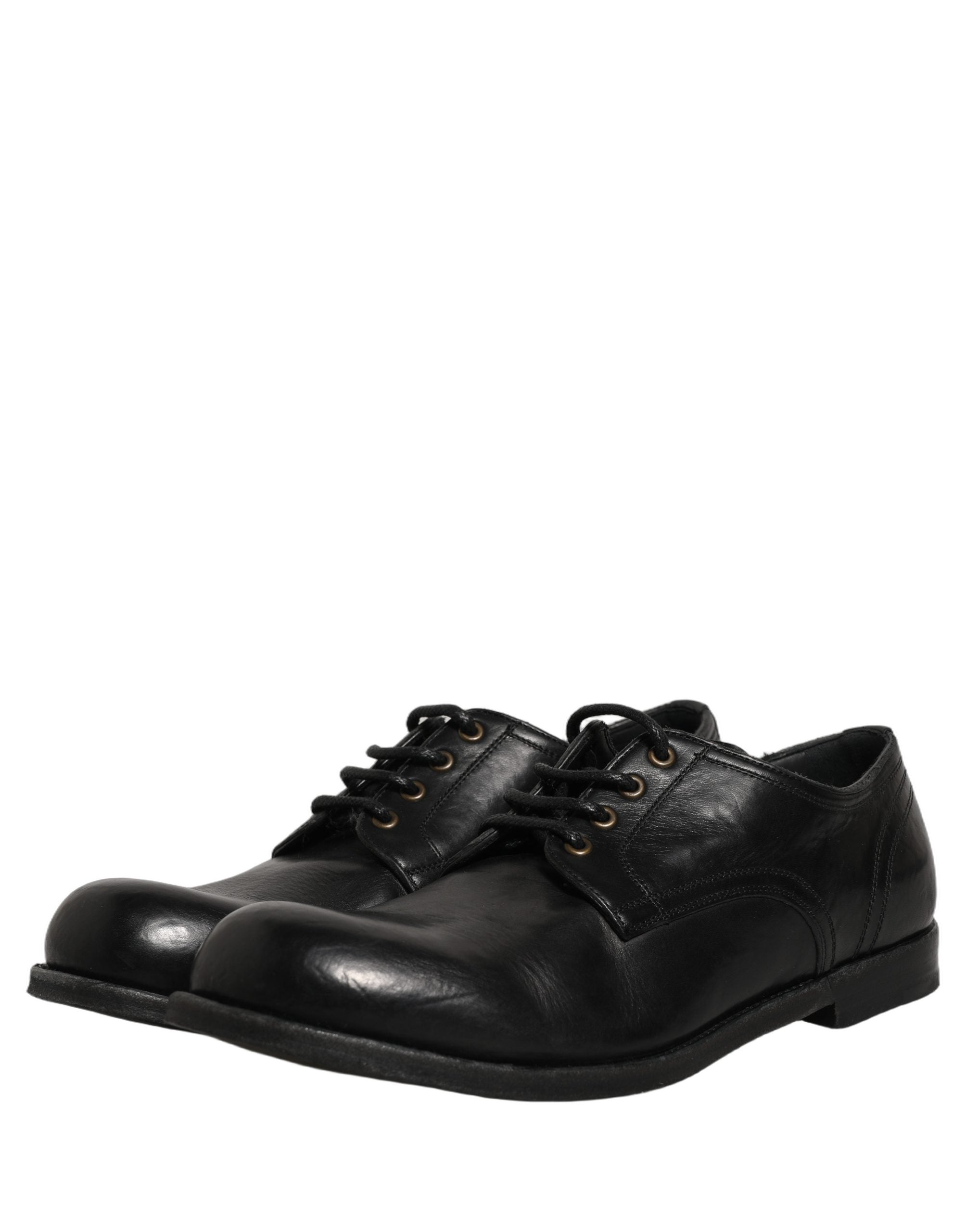 Dolce & Gabbana Black Leather Men Derby Dress Formal Men's Shoes (Pre-Owned)