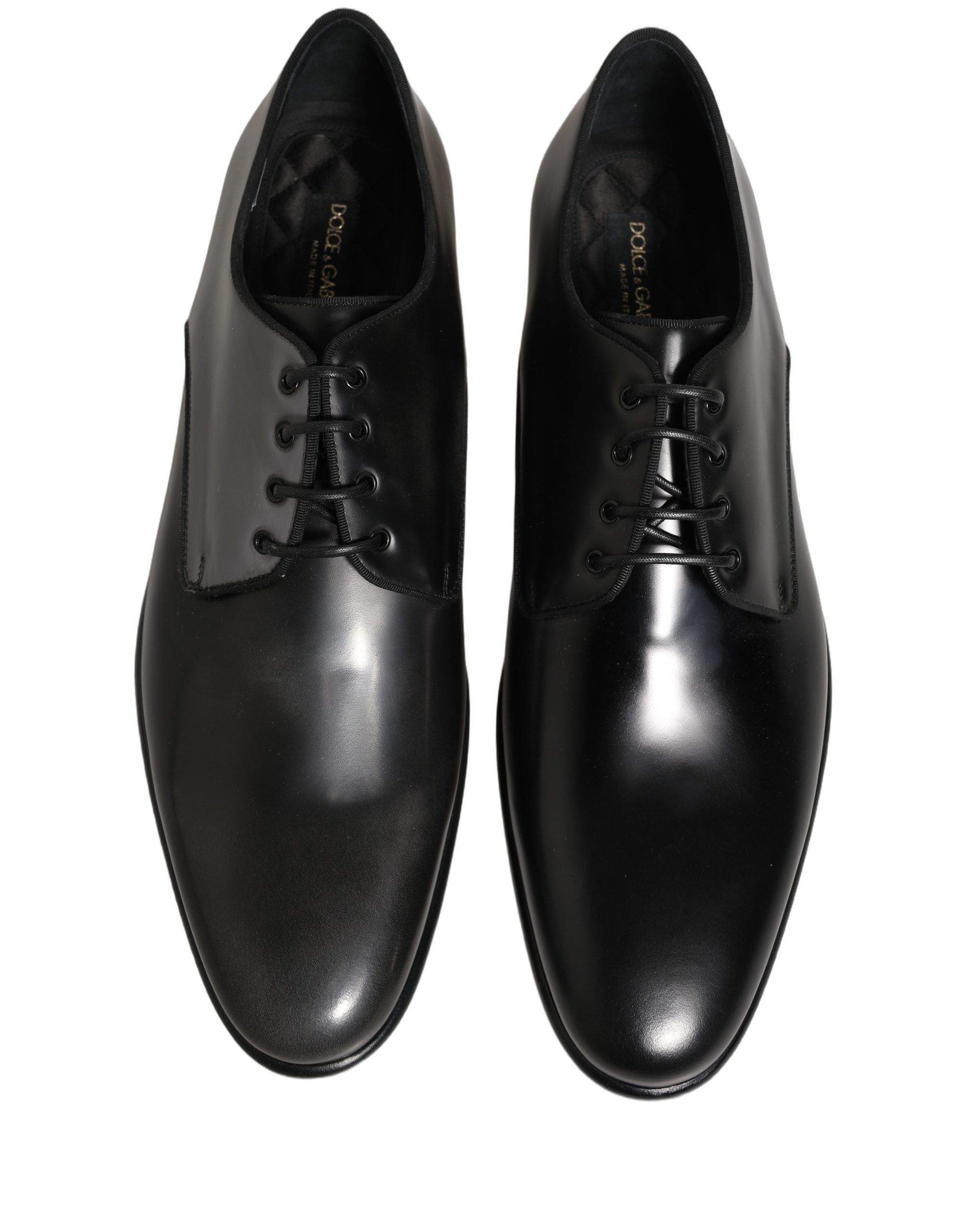 Dolce & Gabbana Black Leather Men Derby Dress Formal Men's Shoes (Pre-Owned)