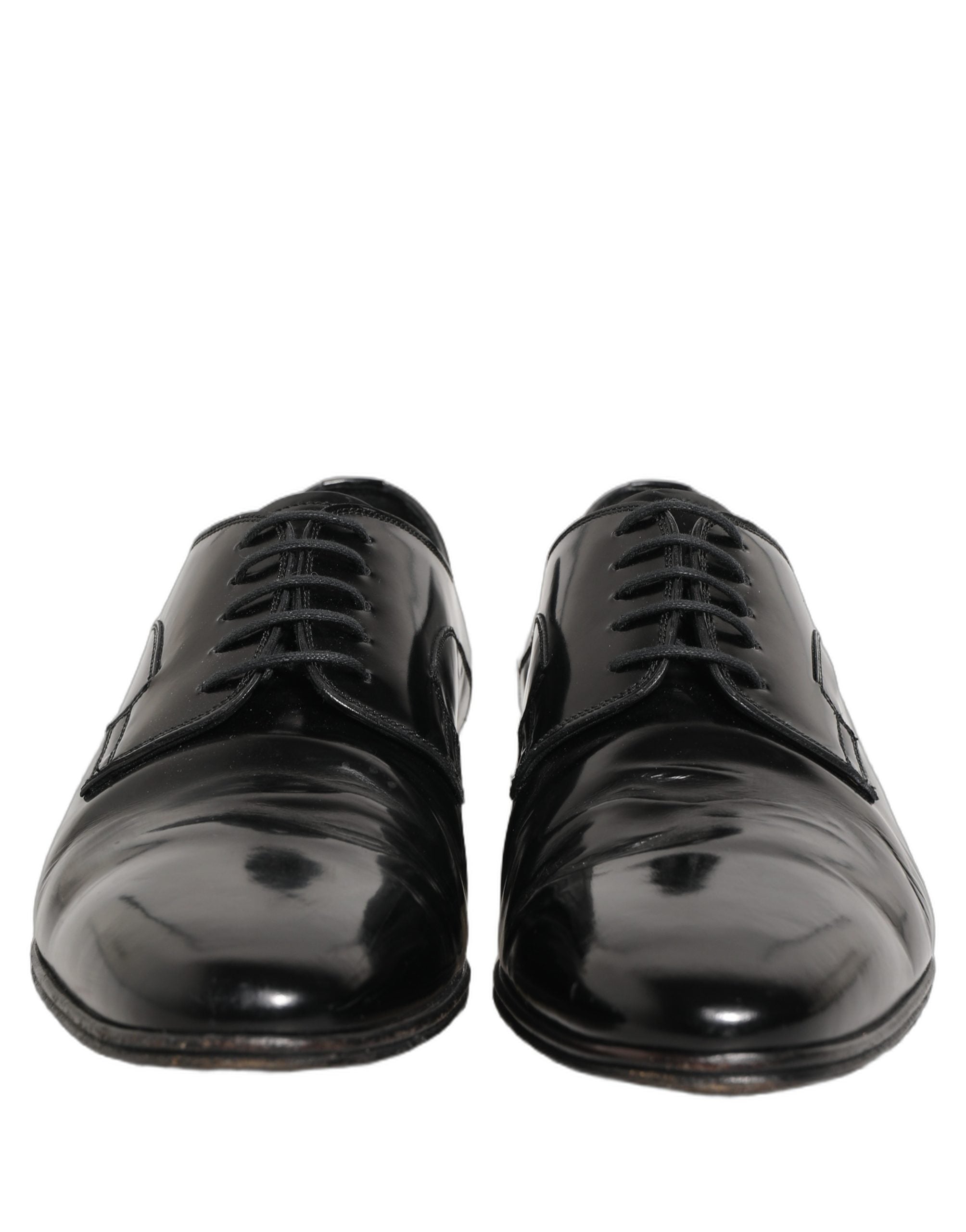 Dolce & Gabbana Black Leather Men Derby Dress Formal Men's Shoes (Pre-Owned)