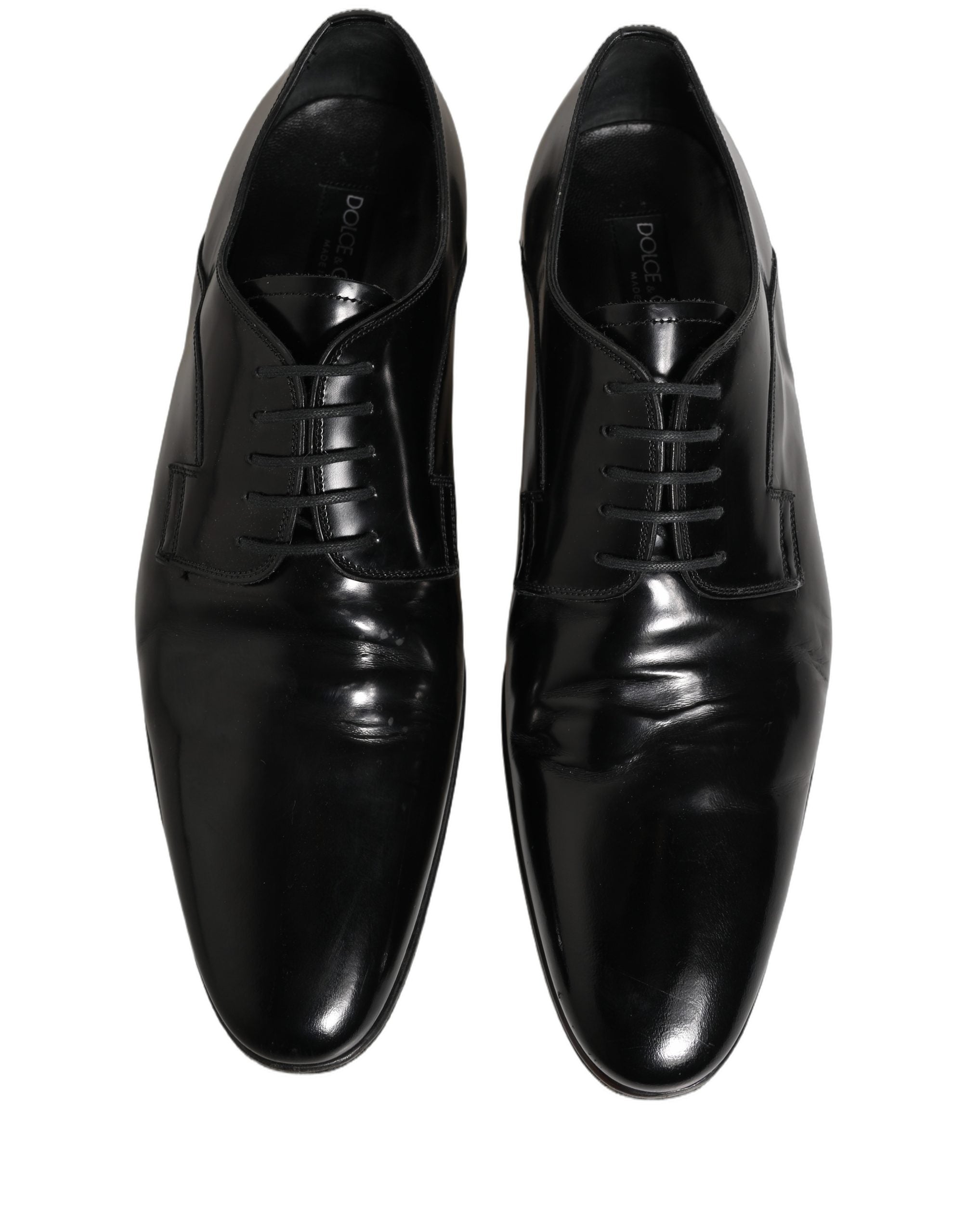 Dolce & Gabbana Black Leather Men Derby Dress Formal Men's Shoes (Pre-Owned)