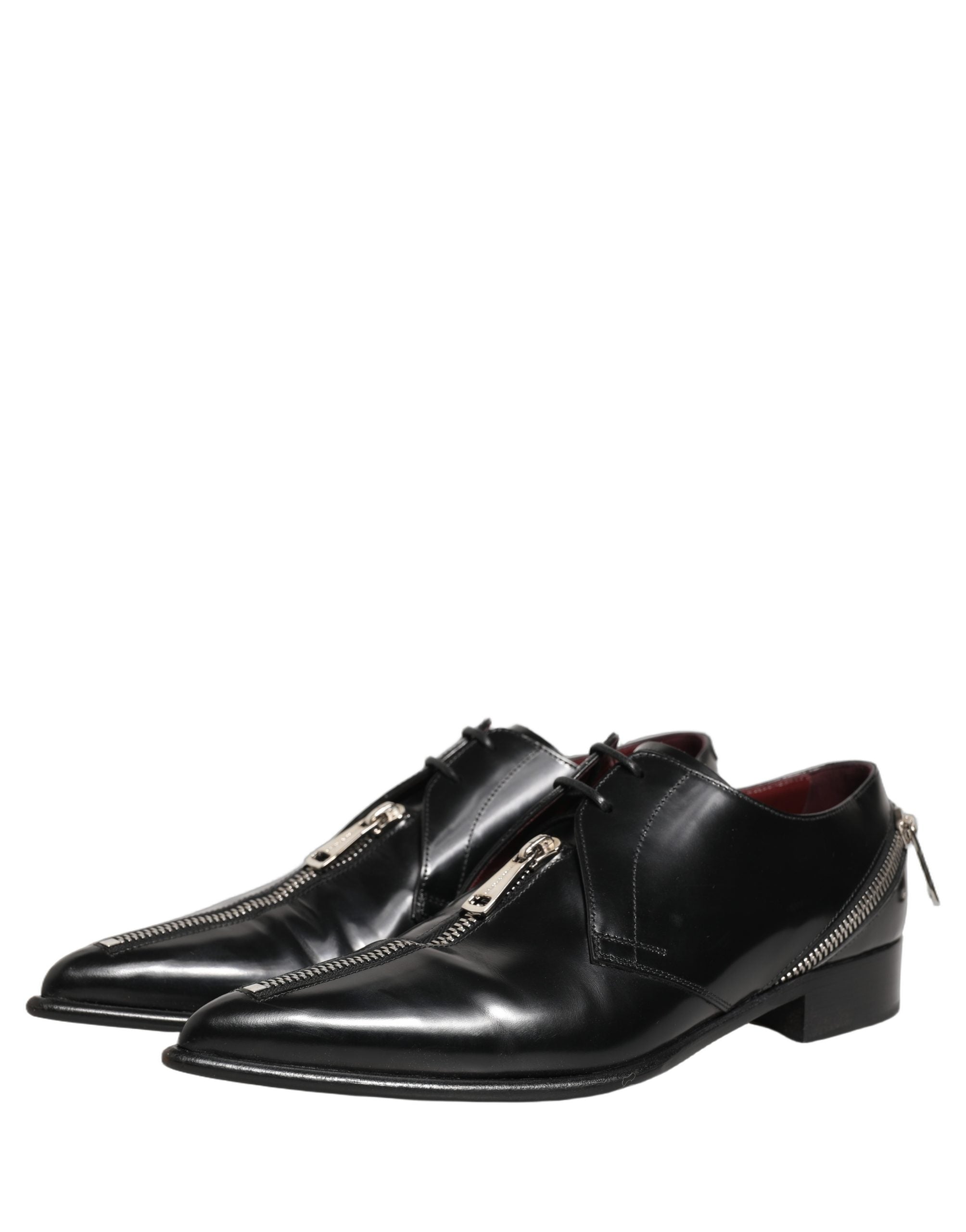 Dolce & Gabbana Black Leather Men Derby Dress Formal Men's Shoes (Pre-Owned)