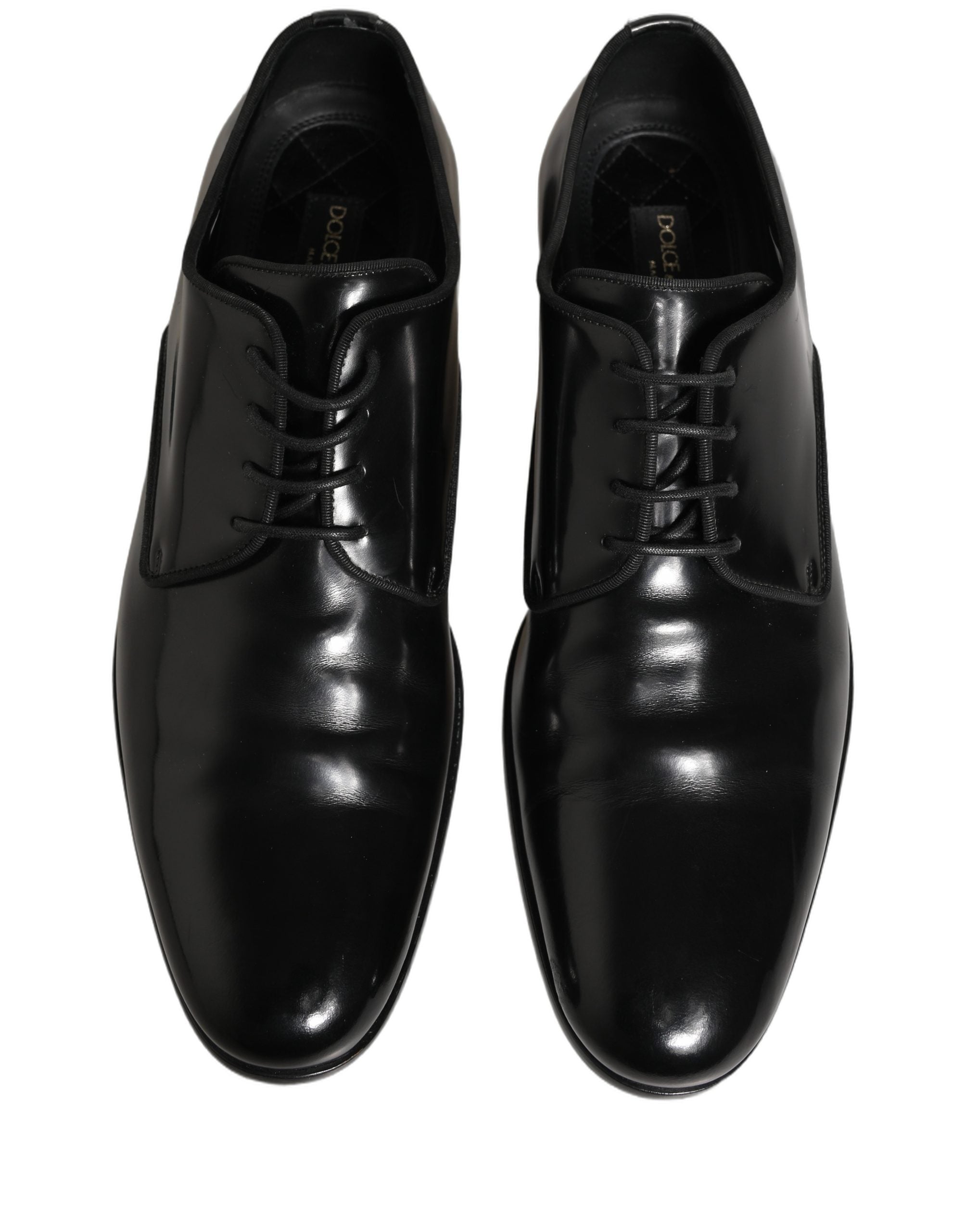 Dolce & Gabbana Black Leather Men Derby Dress Formal Men's Shoes (Pre-Owned)