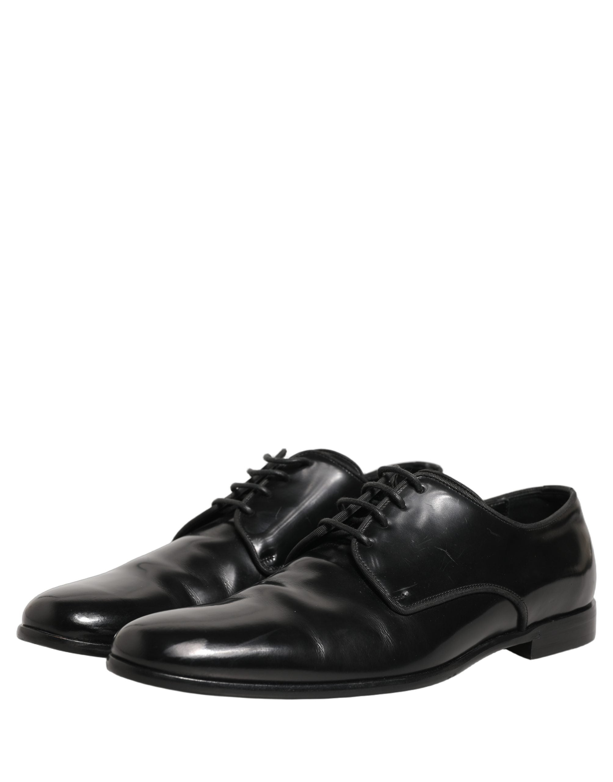 Dolce & Gabbana Black Leather Men Derby Dress Formal Men's Shoes (Pre-Owned)