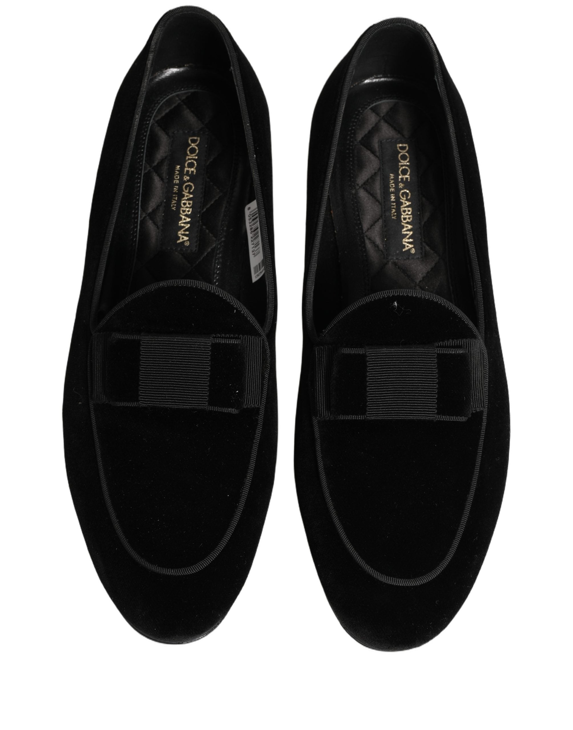 Dolce & Gabbana Black Velvet Loafers Formal Men Dress Men's Shoes (Pre-Owned)