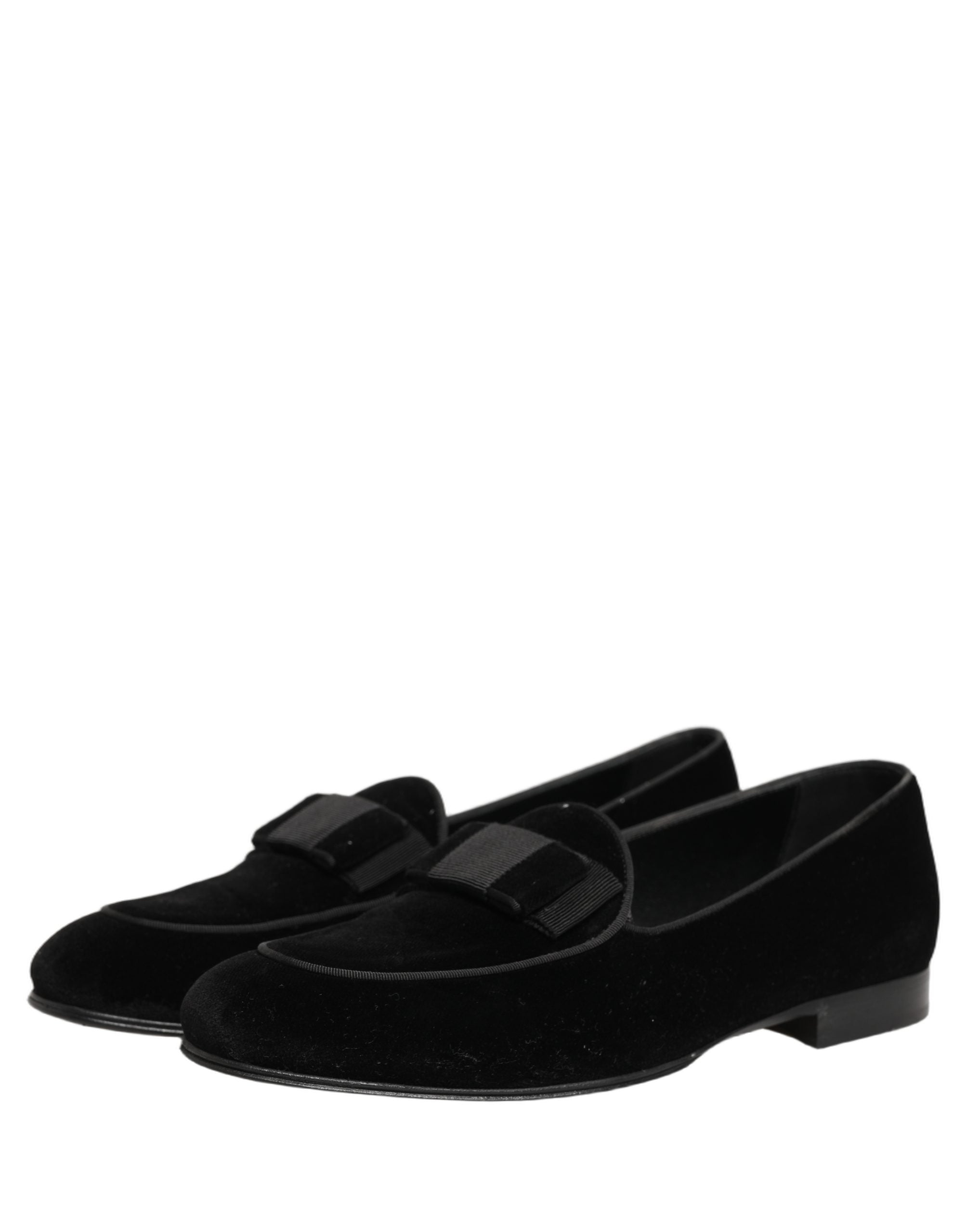 Dolce & Gabbana Black Velvet Loafers Formal Men Dress Men's Shoes (Pre-Owned)