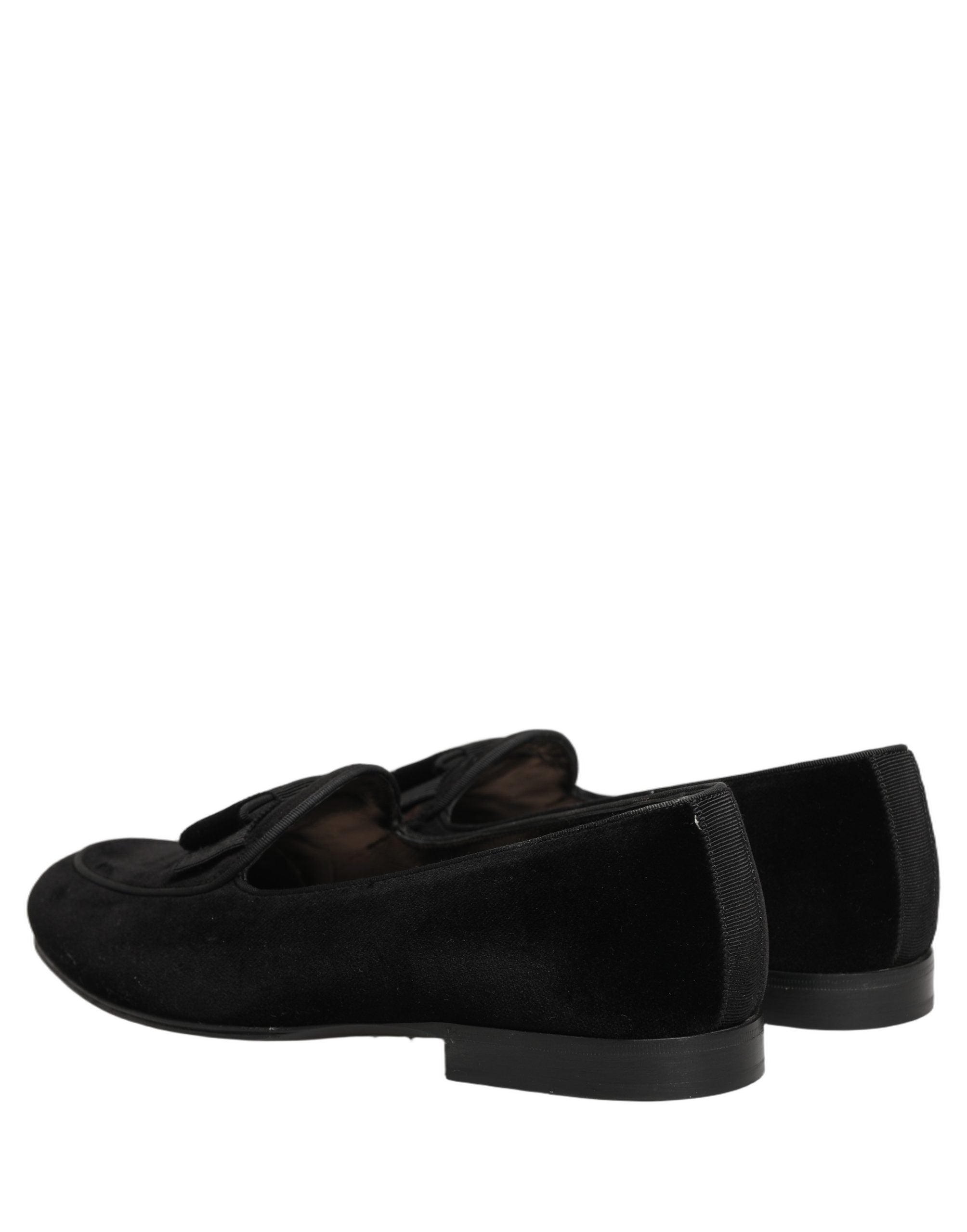 Dolce & Gabbana Black Velvet Loafers Formal Men Dress Men's Shoes (Pre-Owned)