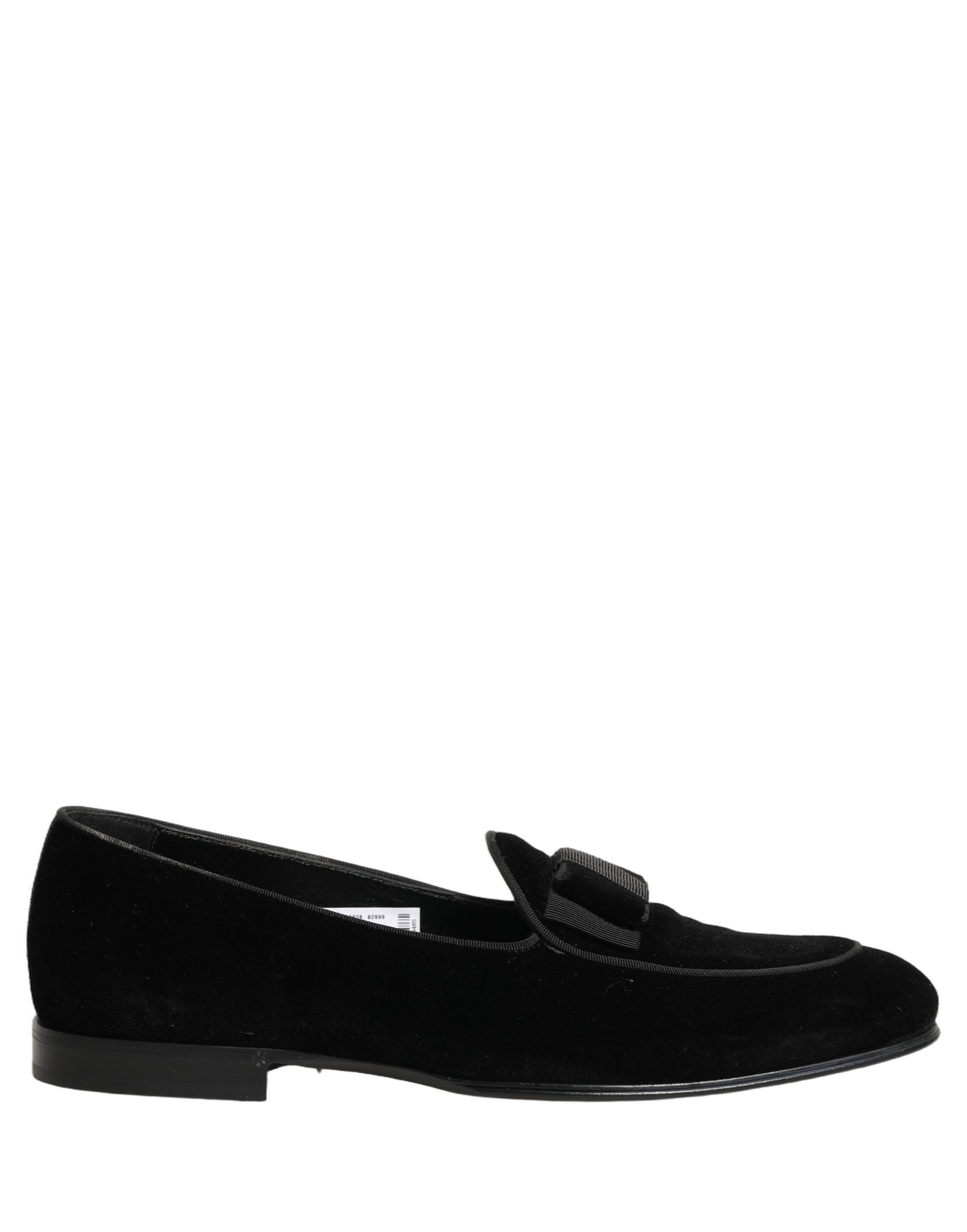 Dolce & Gabbana Black Velvet Loafers Formal Men Dress Men's Shoes (Pre-Owned)