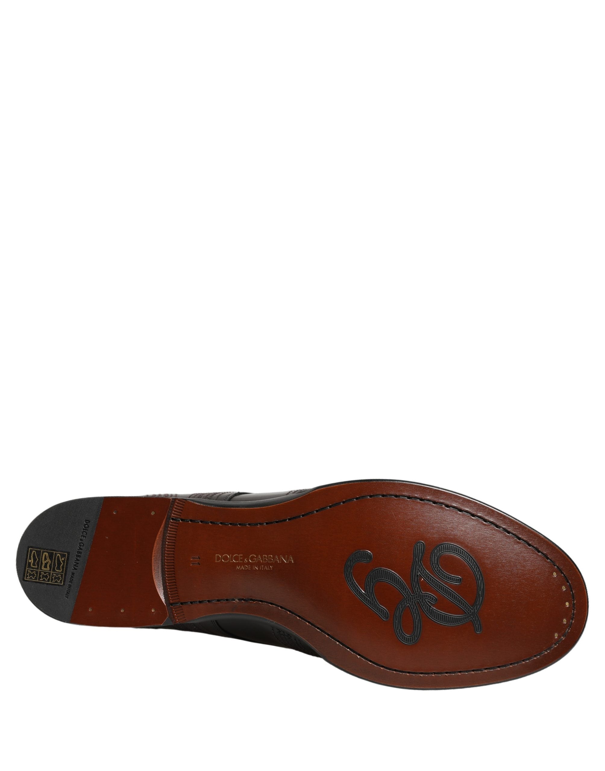 Dolce & Gabbana Black Embroidered Leather Derby Dress Men's Shoes