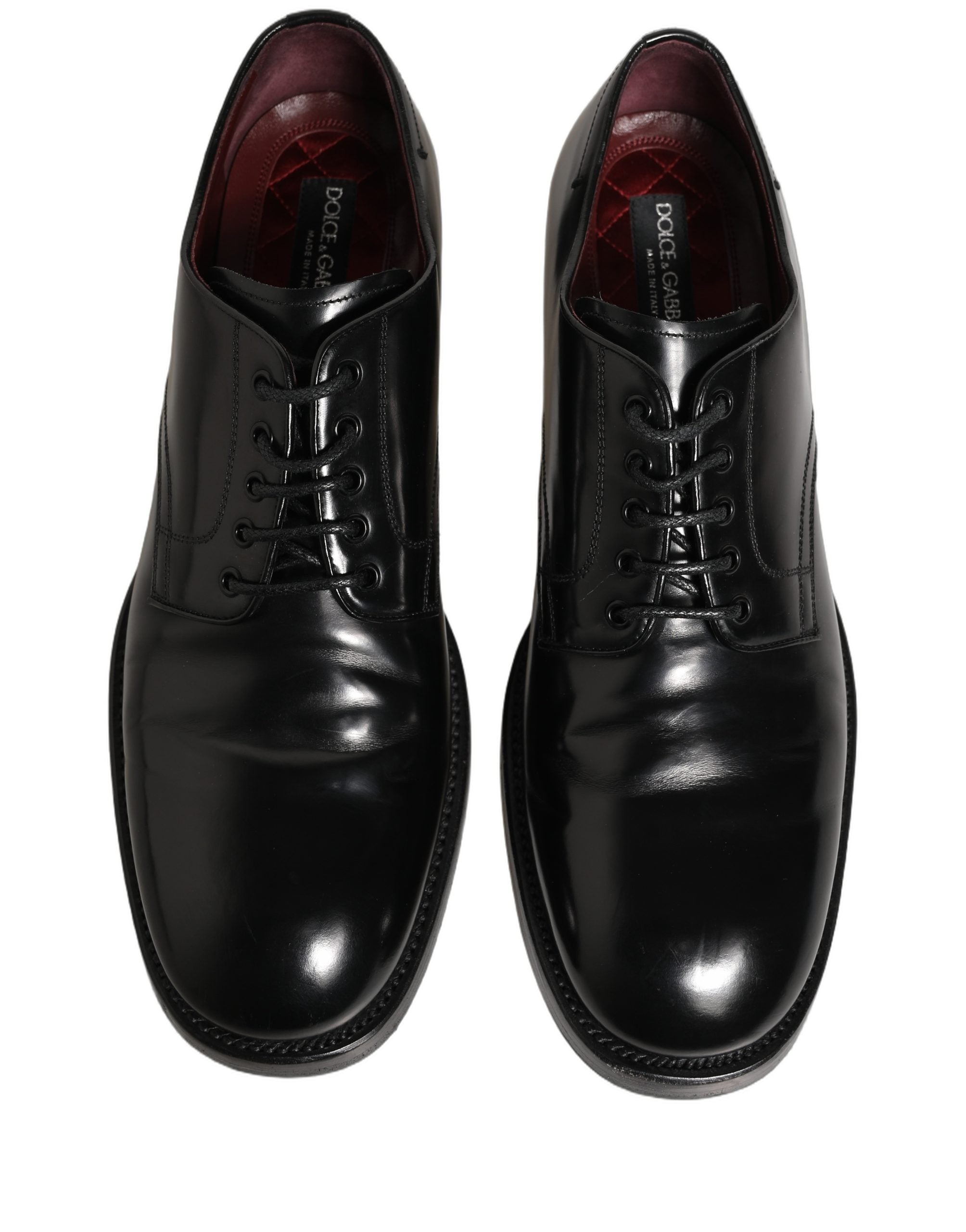 Dolce & Gabbana Black Leather Derby Dress Men Formal Men's Shoes (Pre-Owned)