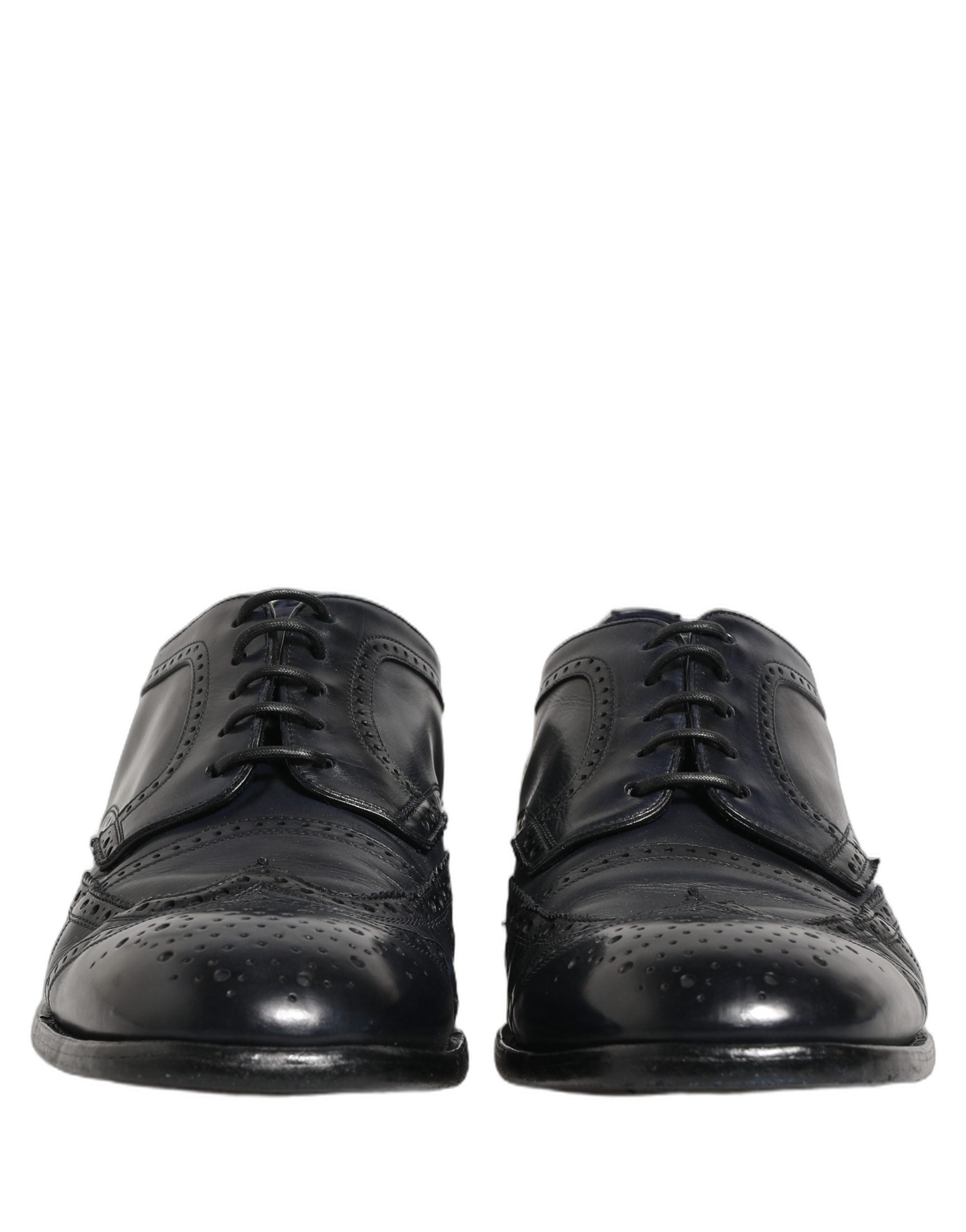 Dolce & Gabbana Blue Leather Derby Wingtip Formal Men's Shoes (Pre-Owned)