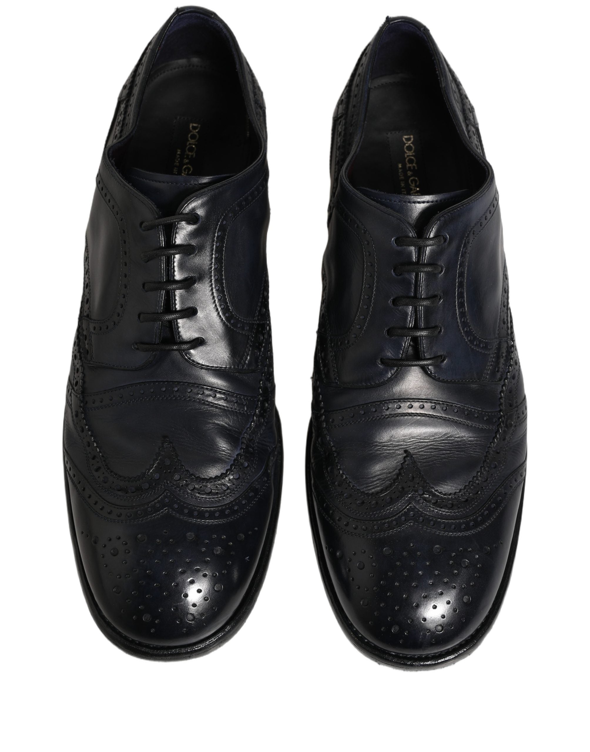 Dolce & Gabbana Blue Leather Derby Wingtip Formal Men's Shoes (Pre-Owned)