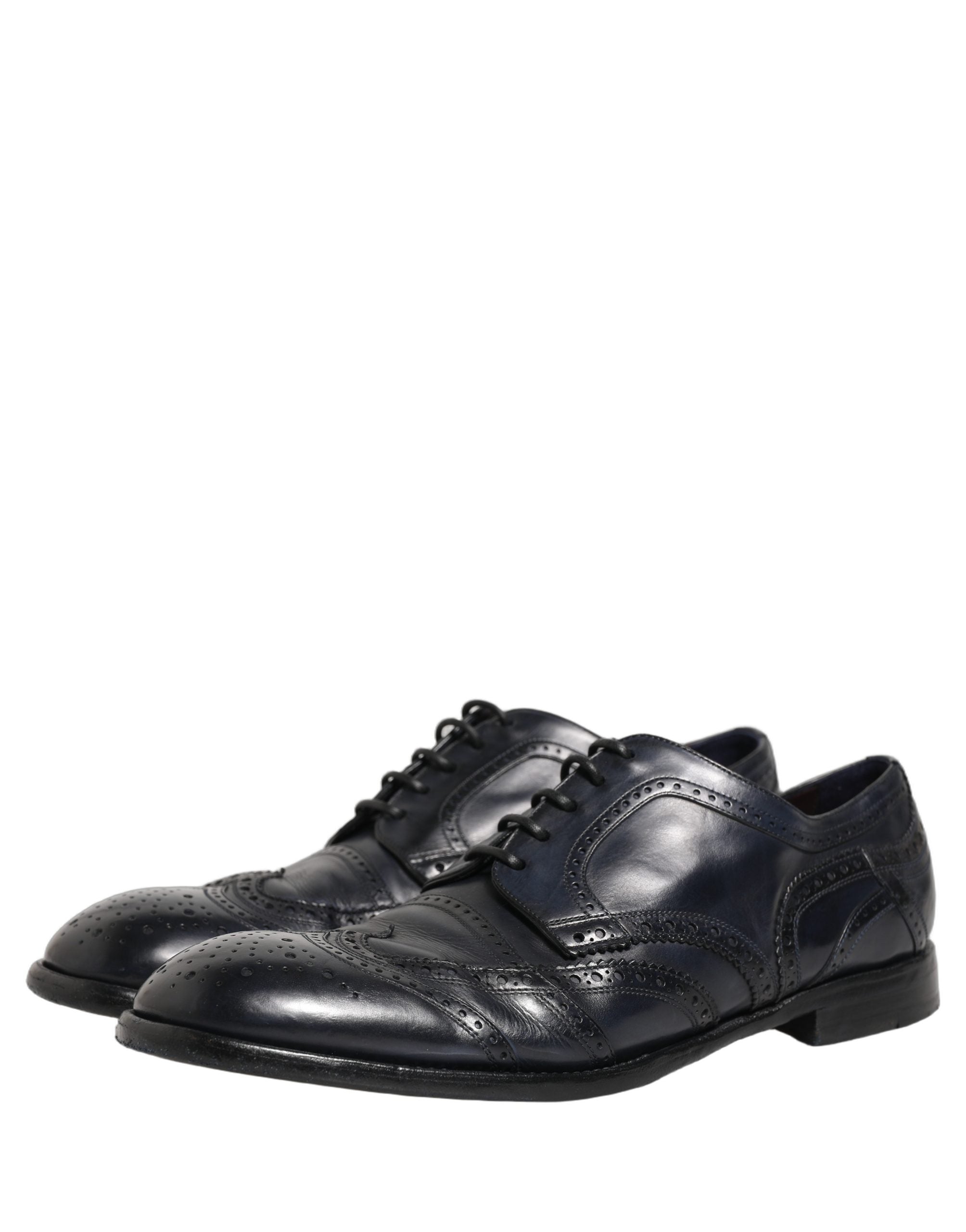 Dolce & Gabbana Blue Leather Derby Wingtip Formal Men's Shoes (Pre-Owned)