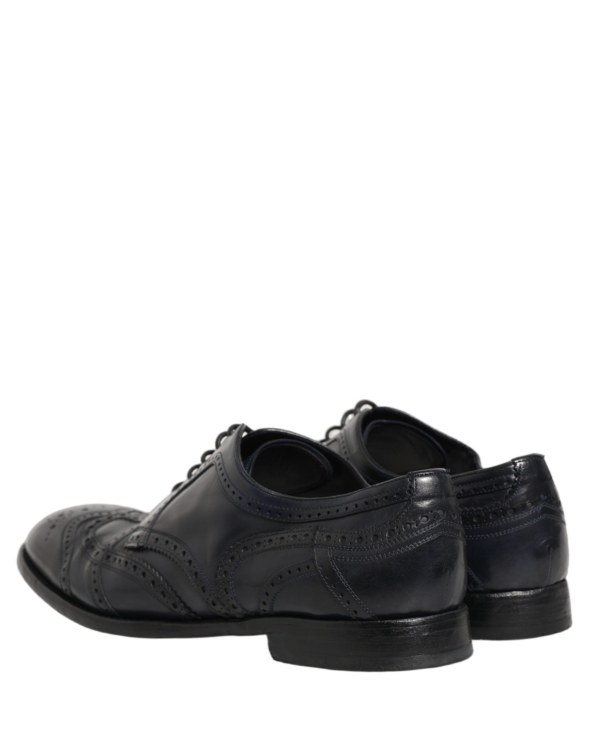 Dolce & Gabbana Blue Leather Derby Wingtip Formal Men's Shoes (Pre-Owned)