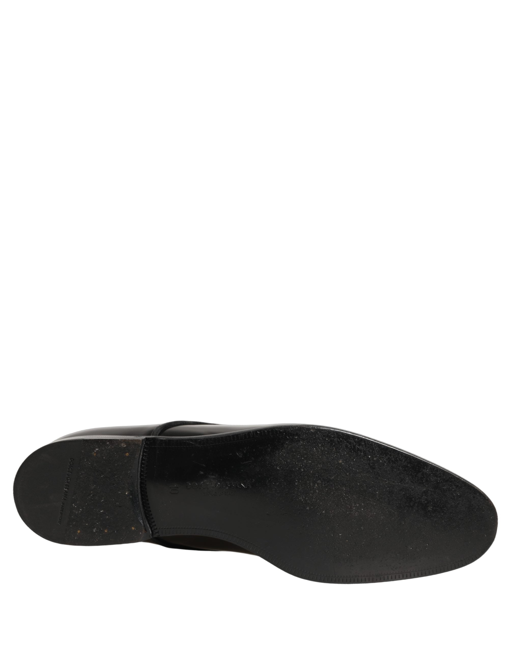 Dolce & Gabbana Black Leather Men Derby Dress Formal Men's Shoes (Pre-Owned)