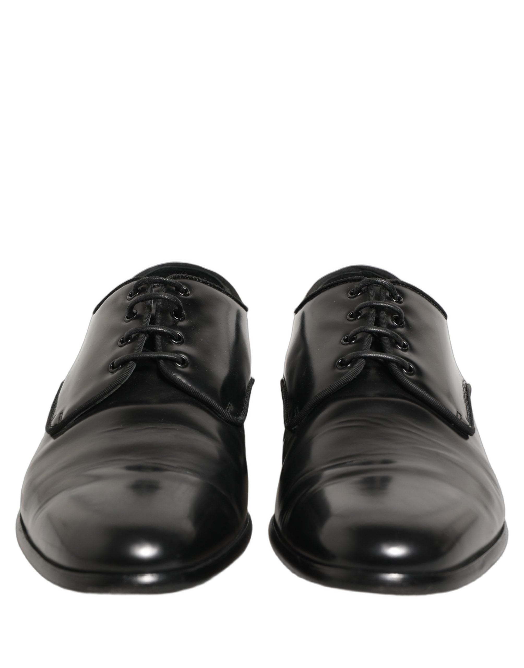 Dolce & Gabbana Black Leather Men Derby Dress Formal Men's Shoes (Pre-Owned)
