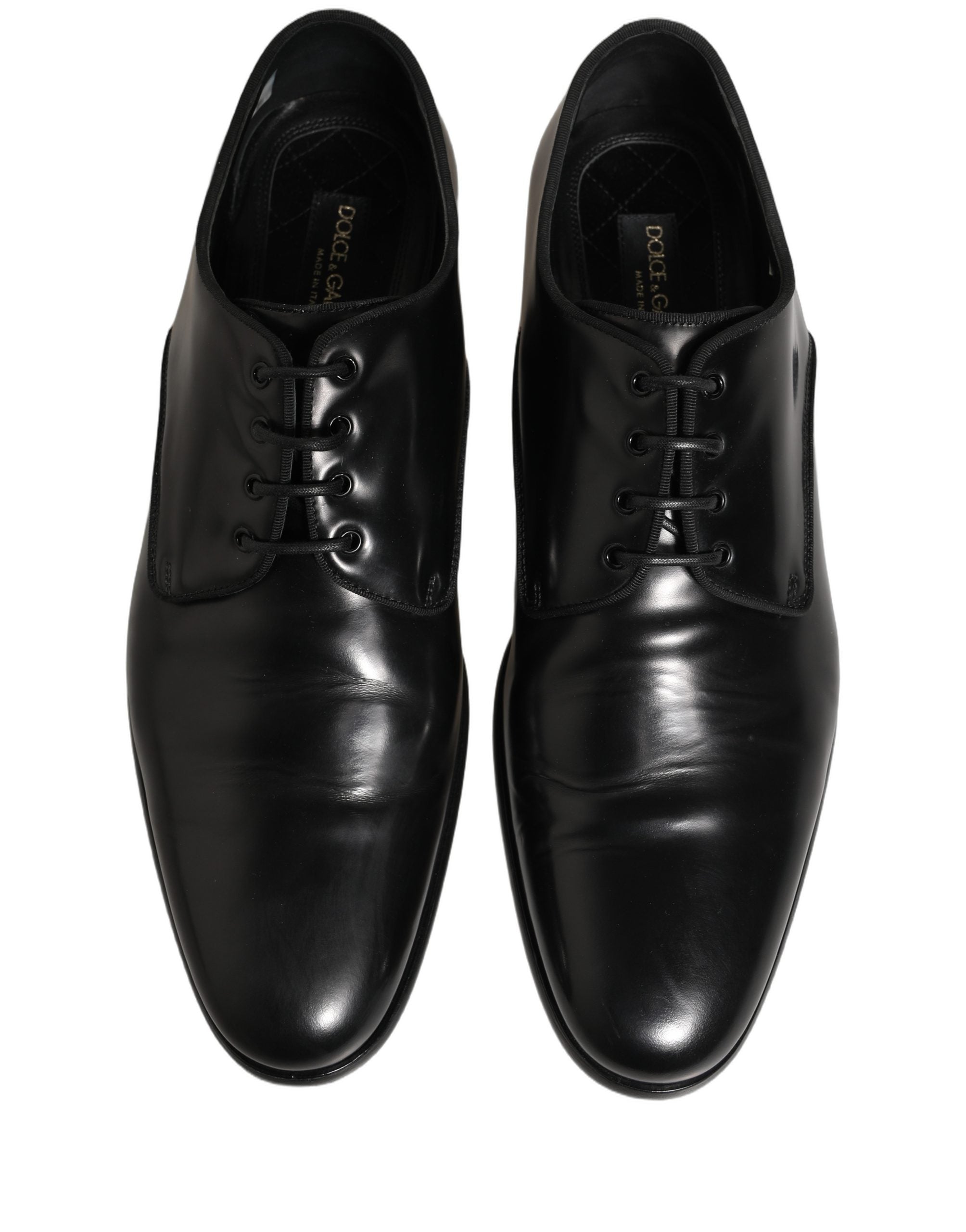 Dolce & Gabbana Black Leather Men Derby Dress Formal Men's Shoes (Pre-Owned)