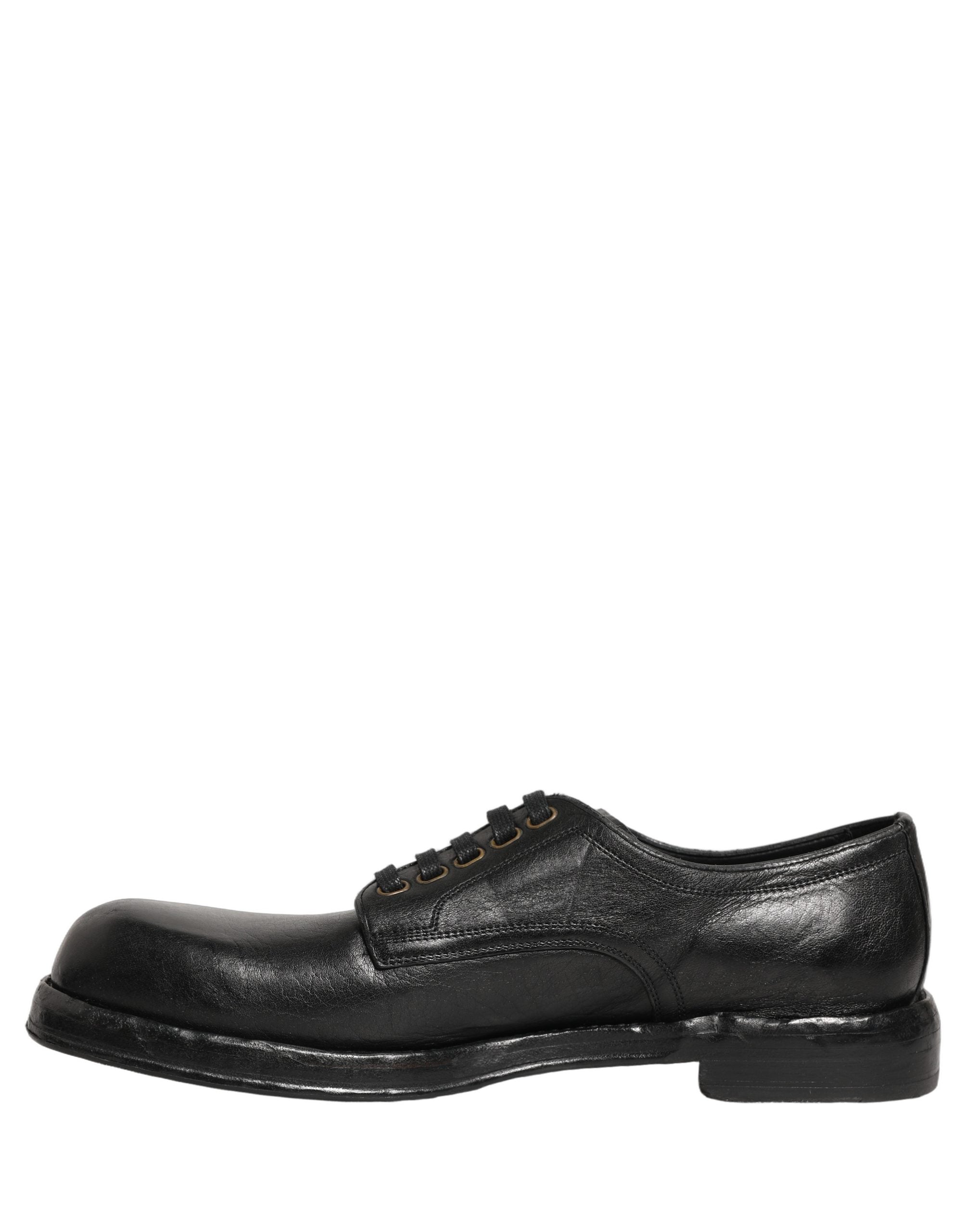 Dolce & Gabbana Black Leather Lace Up Derby Dress Men Men's Shoes