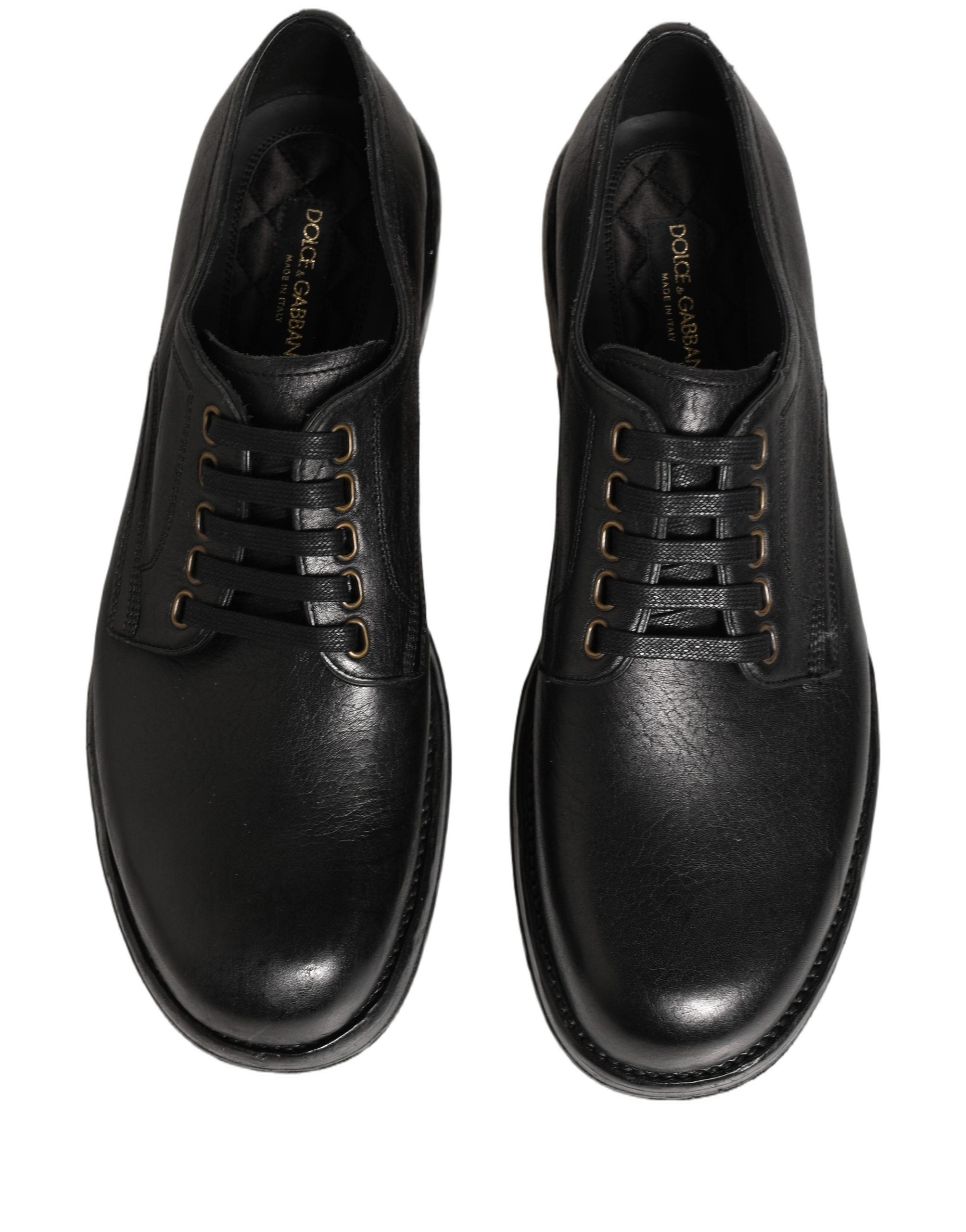Dolce & Gabbana Black Leather Lace Up Derby Dress Men Men's Shoes