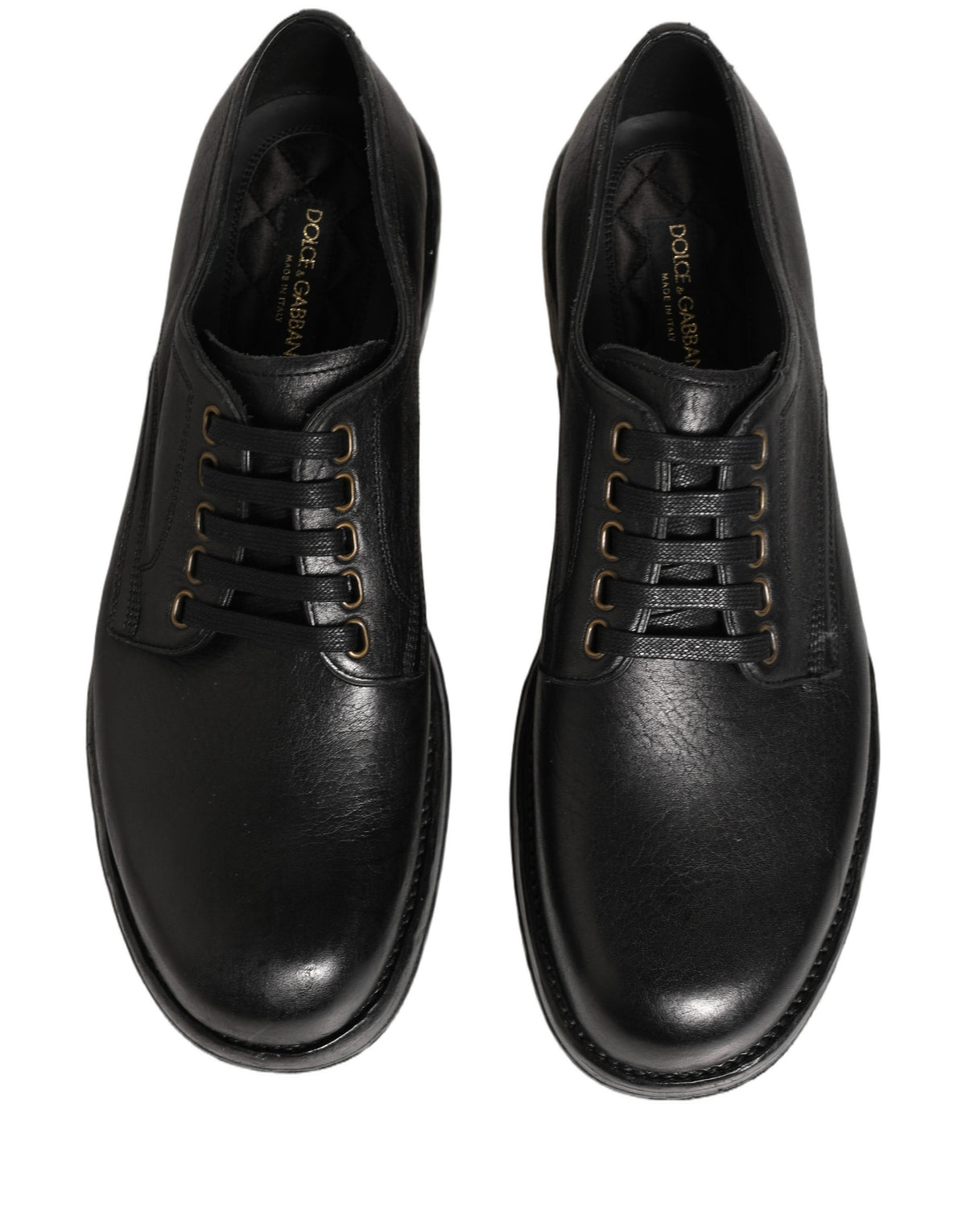 Dolce & Gabbana Black Leather Lace Up Derby Dress Men Men's Shoes