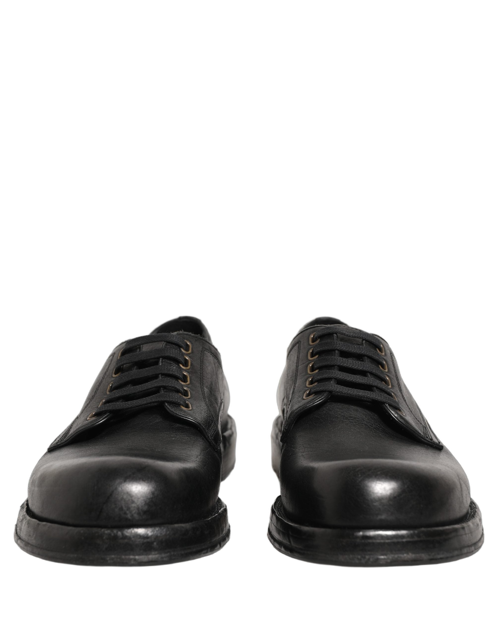 Dolce & Gabbana Black Leather Lace Up Derby Dress Men Men's Shoes