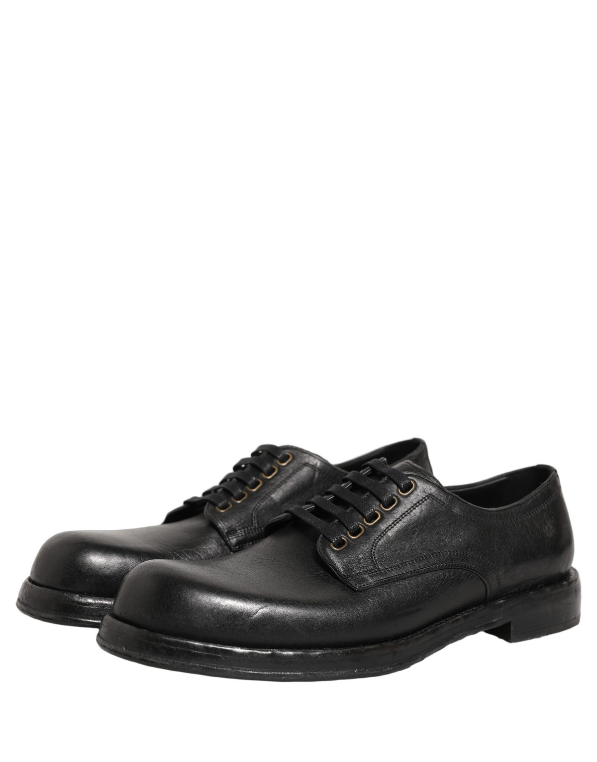 Dolce & Gabbana Black Leather Lace Up Derby Dress Men Men's Shoes