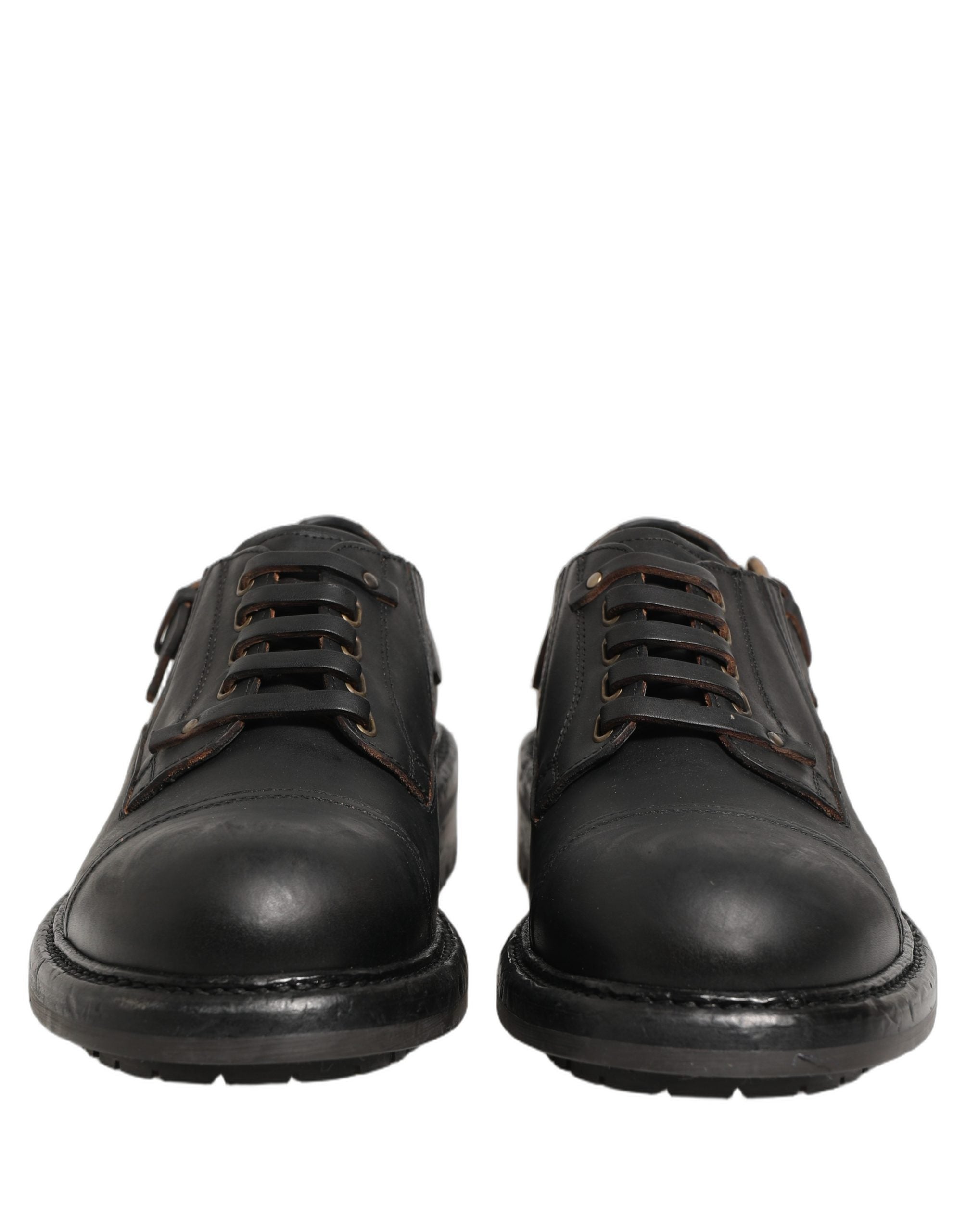 Dolce & Gabbana Dress Black Leather Lace Up Derby Men Men's Shoes (Pre-Owned)