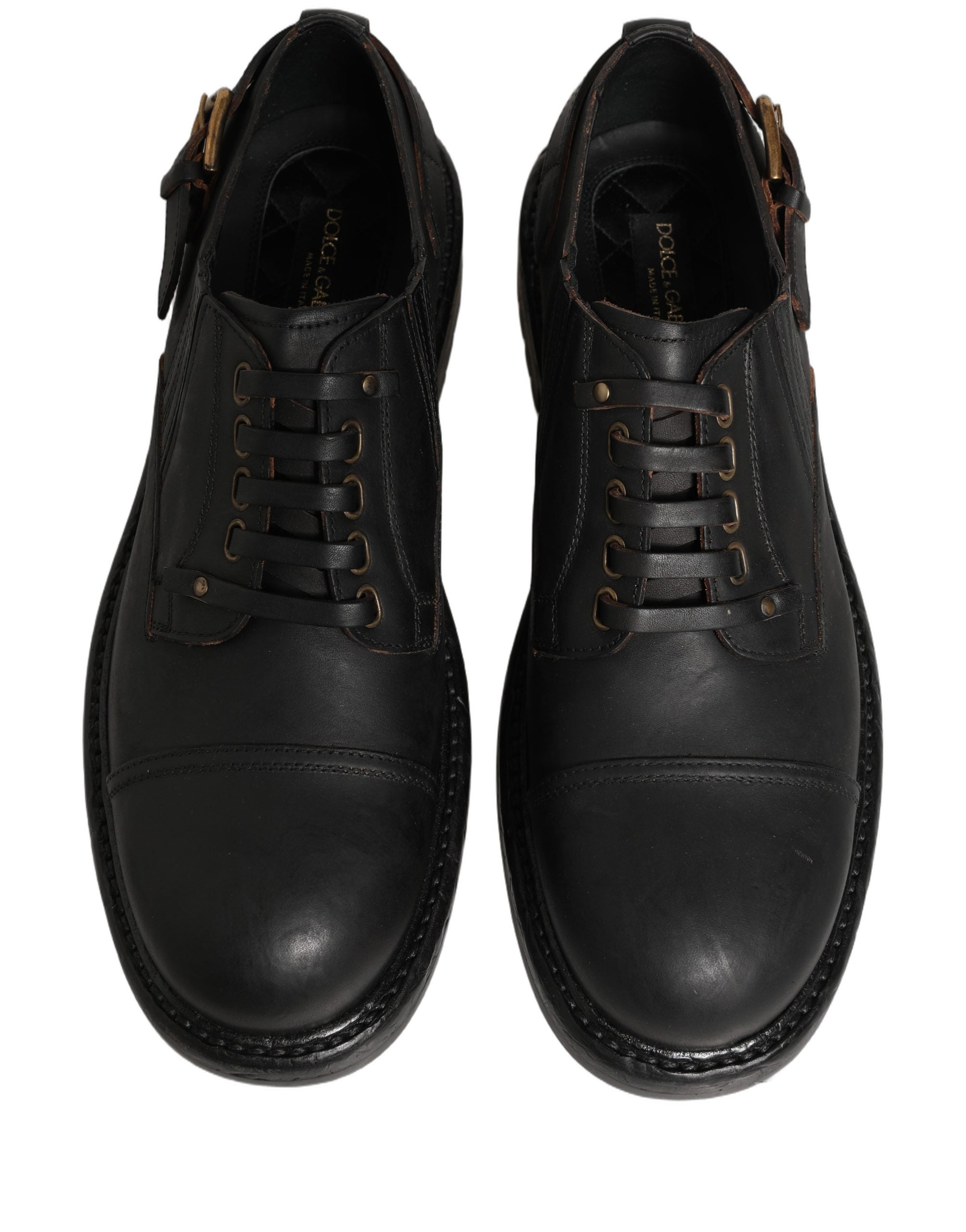 Dolce & Gabbana Dress Black Leather Lace Up Derby Men Men's Shoes (Pre-Owned)