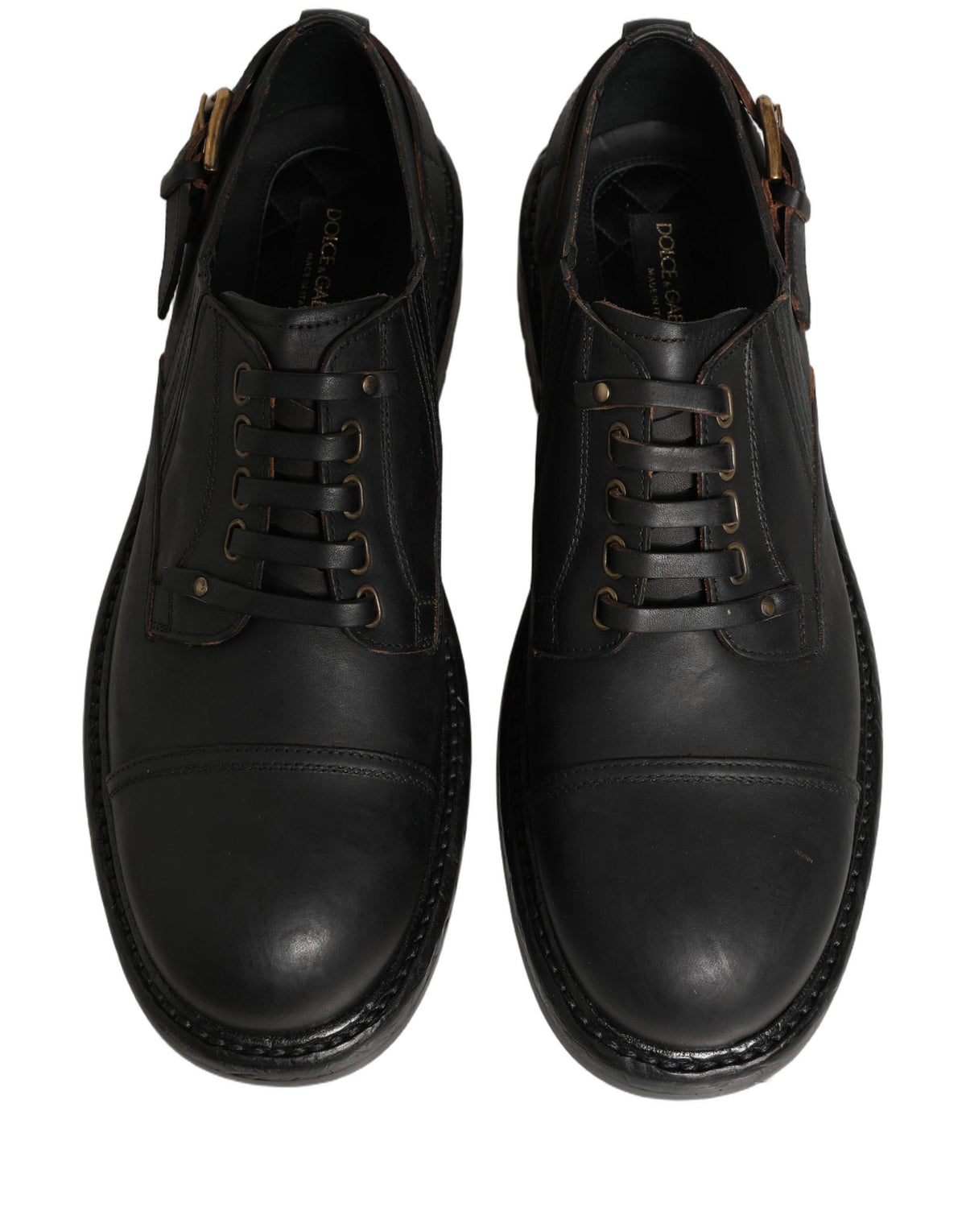 Dolce & Gabbana Dress Black Leather Lace Up Derby Men Men's Shoes (Pre-Owned)