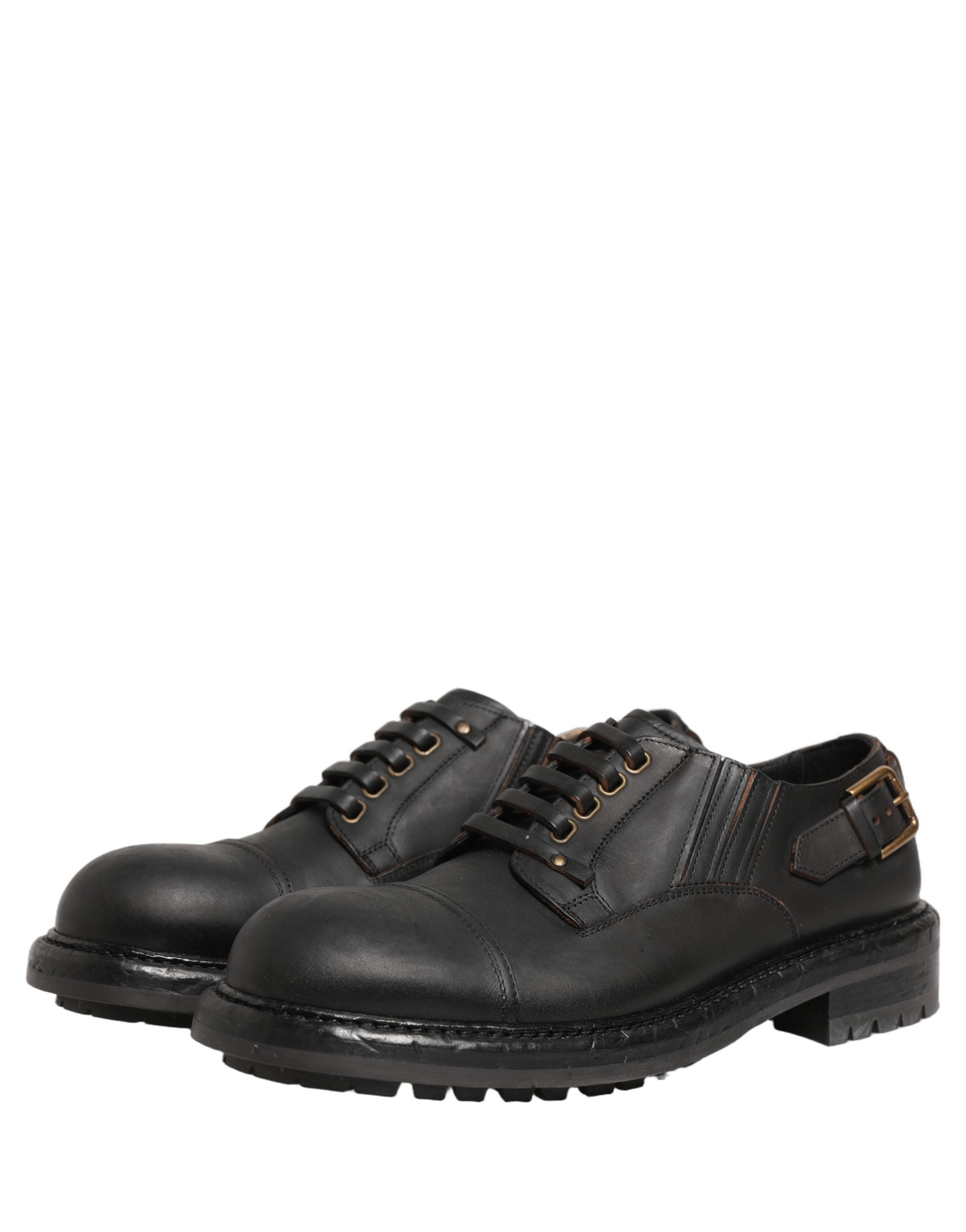Dolce & Gabbana Dress Black Leather Lace Up Derby Men Men's Shoes (Pre-Owned)