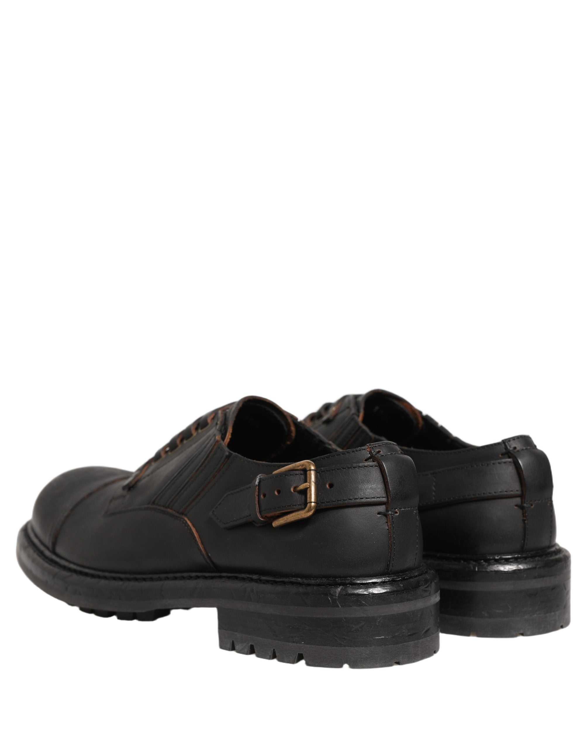 Dolce & Gabbana Dress Black Leather Lace Up Derby Men Men's Shoes (Pre-Owned)