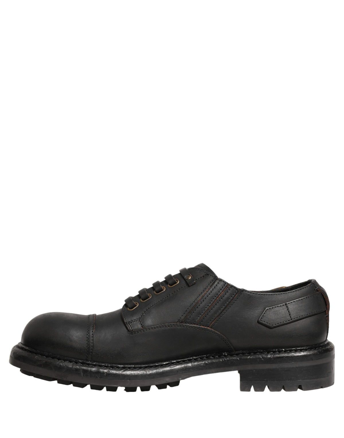 Dolce & Gabbana Dress Black Leather Lace Up Derby Men Men's Shoes (Pre-Owned)