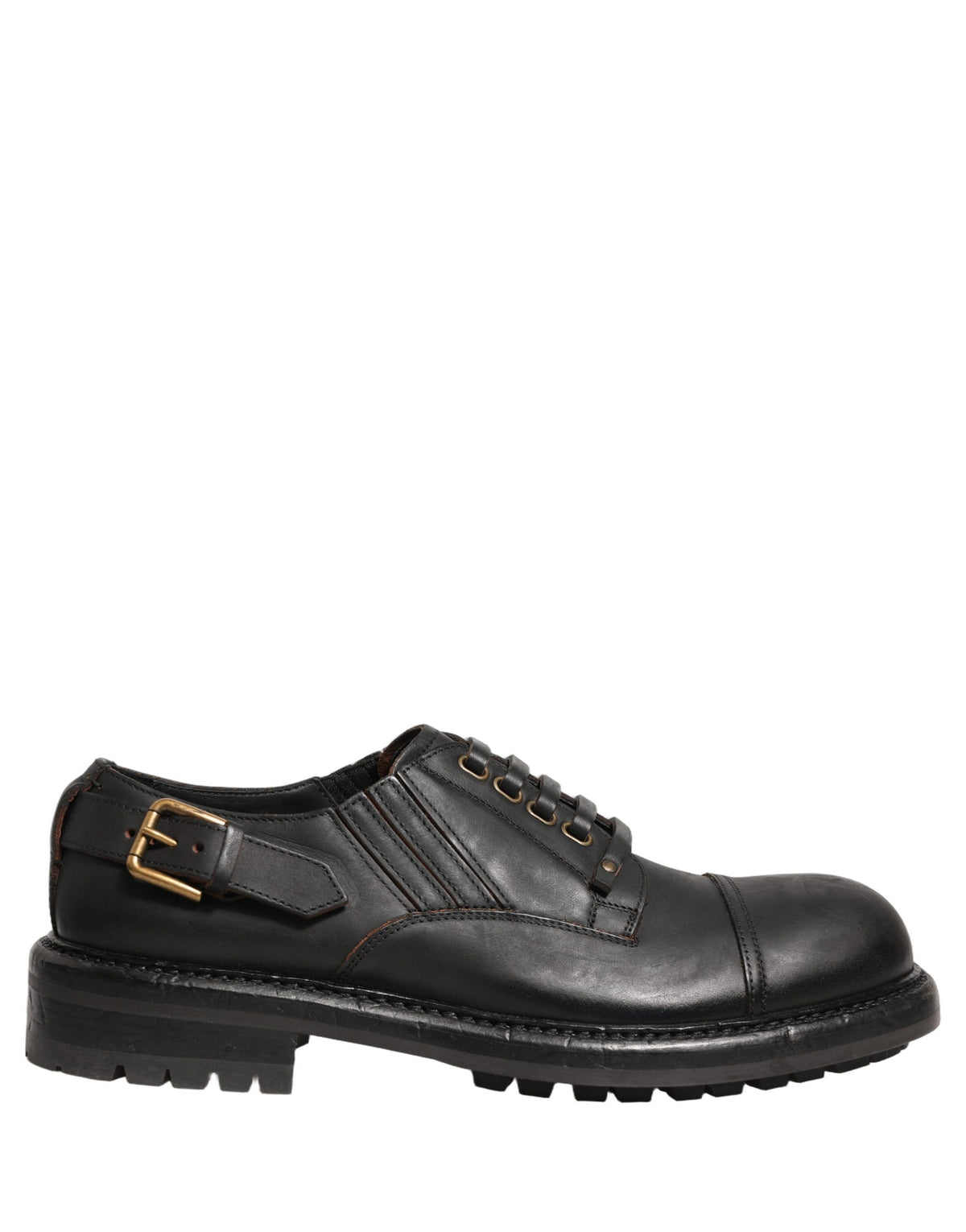 Dolce & Gabbana Dress Black Leather Lace Up Derby Men Men's Shoes (Pre-Owned)