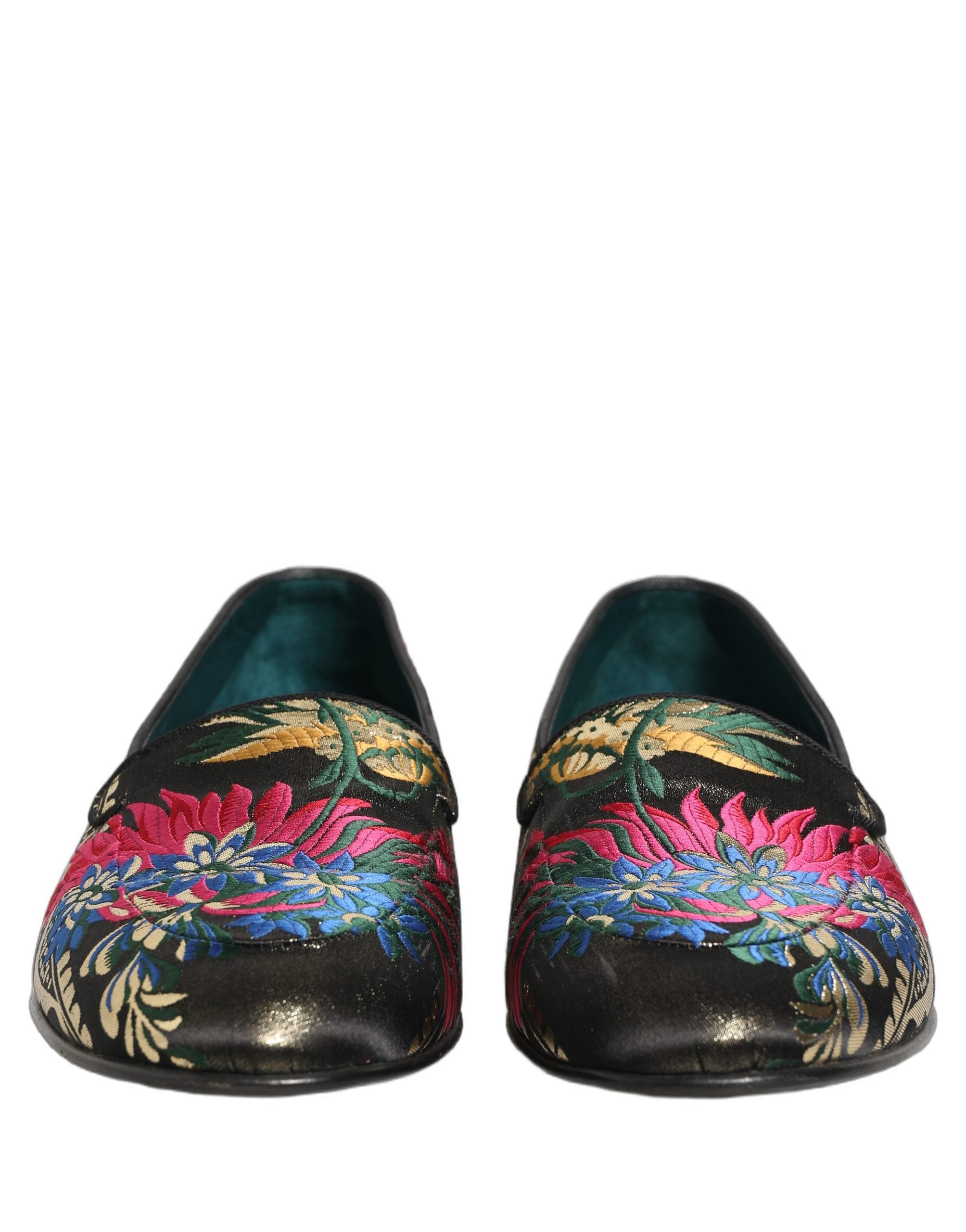 Dolce & Gabbana Black Jacquard Floral Loafers Men Dress Men's Shoes (Pre-Owned)