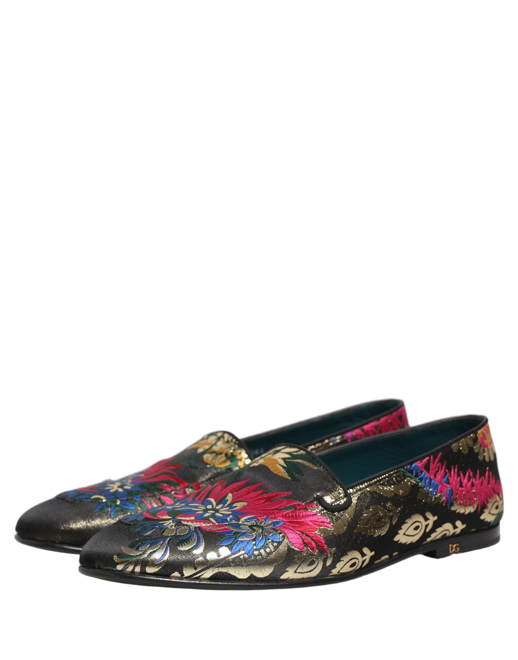 Dolce & Gabbana Black Jacquard Floral Loafers Men Dress Men's Shoes (Pre-Owned)