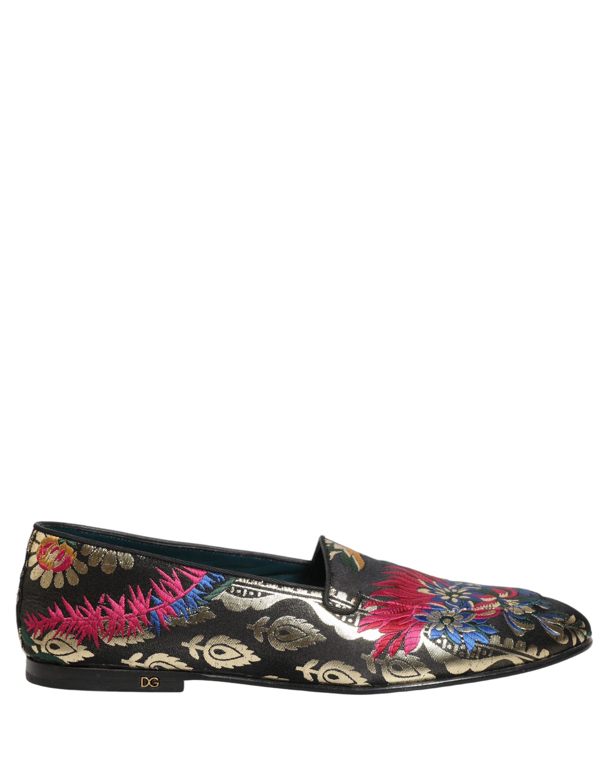 Dolce & Gabbana Black Jacquard Floral Loafers Men Dress Men's Shoes (Pre-Owned)