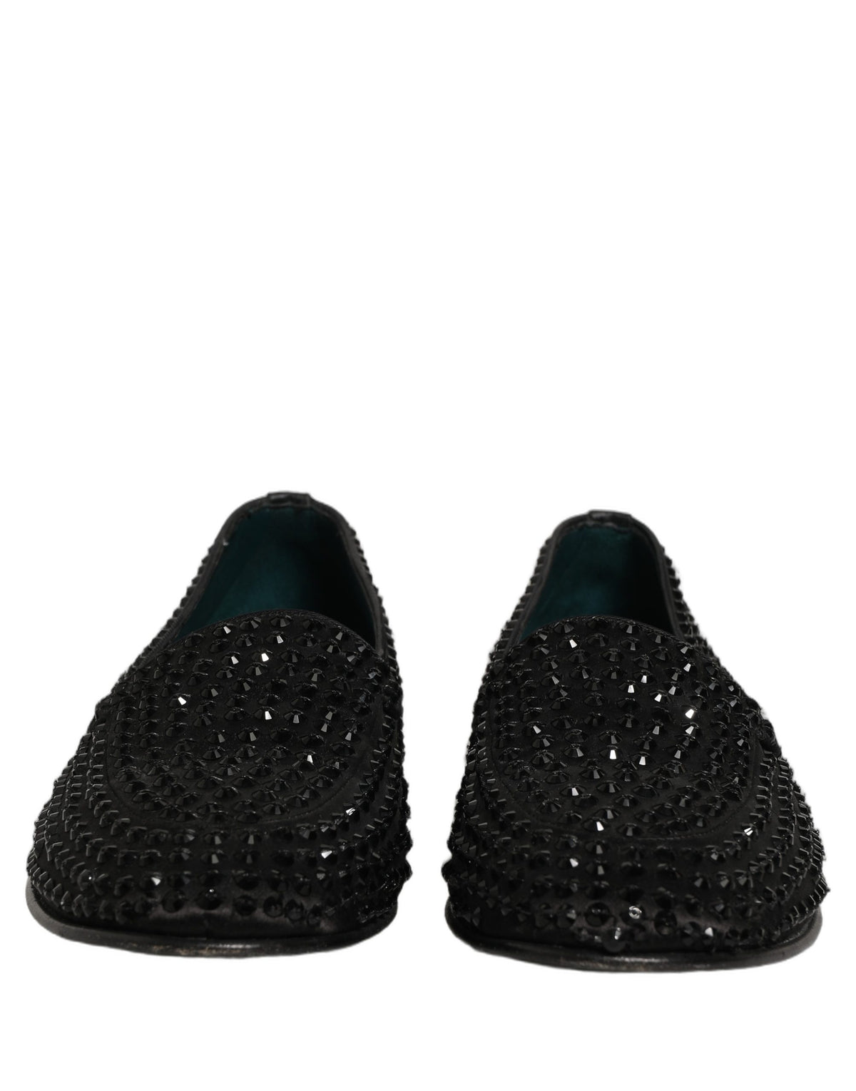 Dolce & Gabbana Black Rhinestone Embellished Loafers Men's Shoes