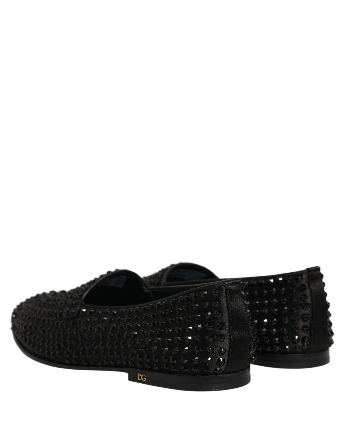 Dolce & Gabbana Black Rhinestone Embellished Loafers Men's Shoes