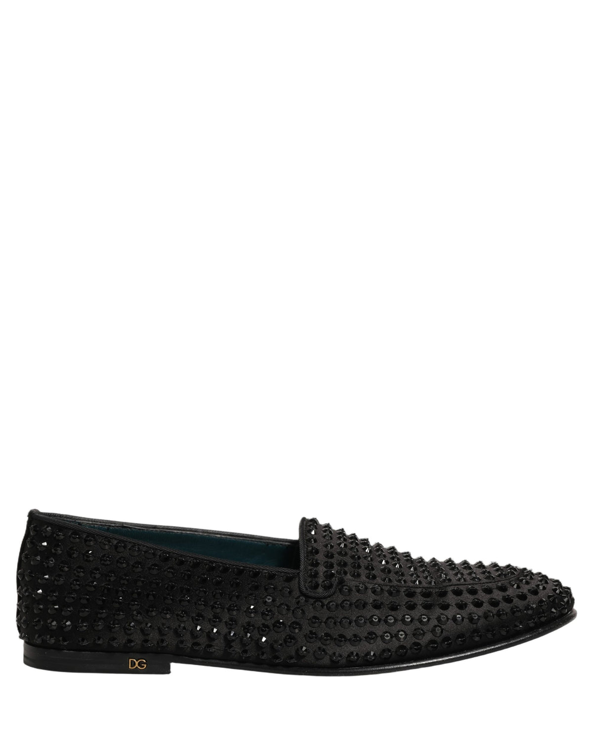 Dolce & Gabbana Black Rhinestone Embellished Loafers Men's Shoes